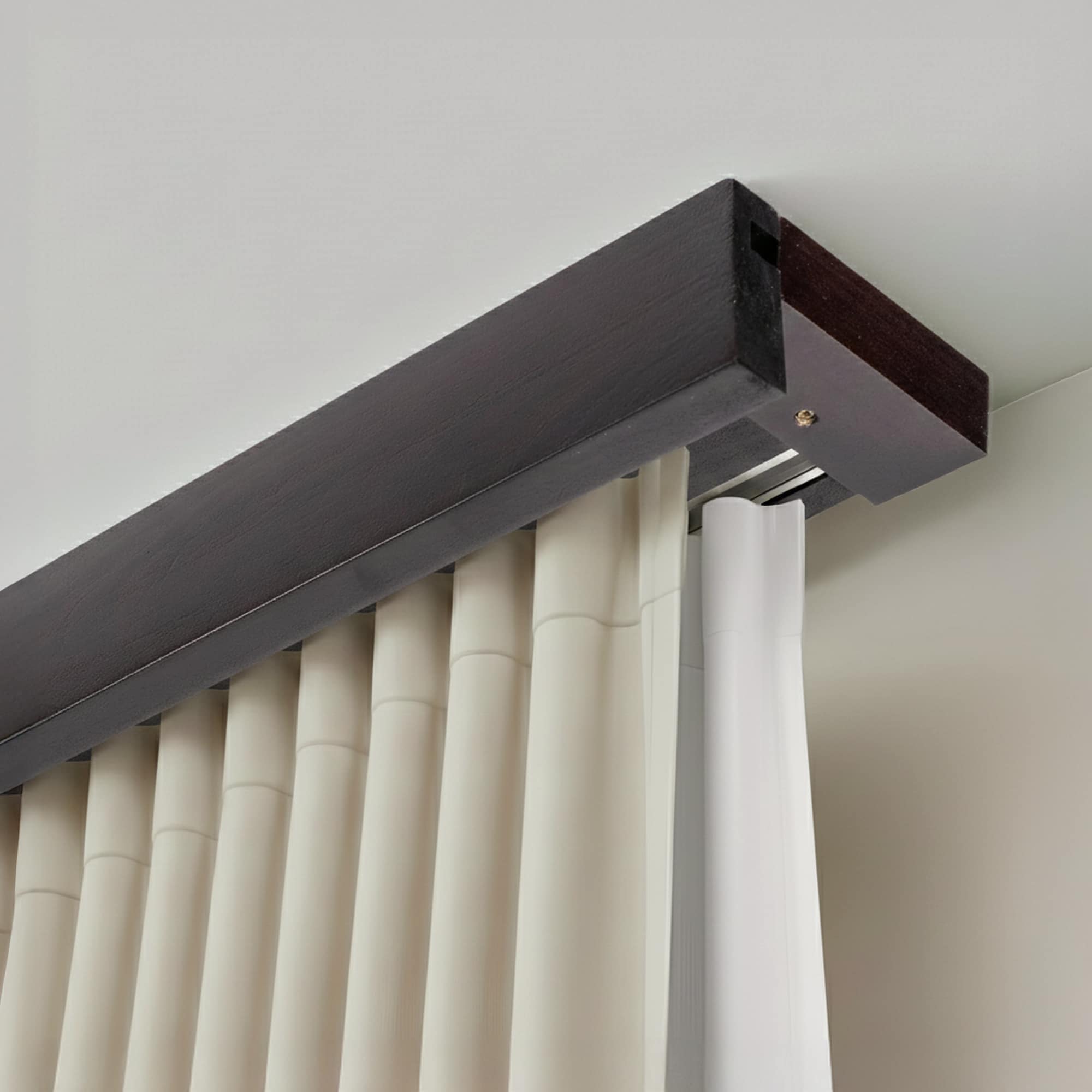 Travetto Double Curtain Track System with Wooden Decorative Valance