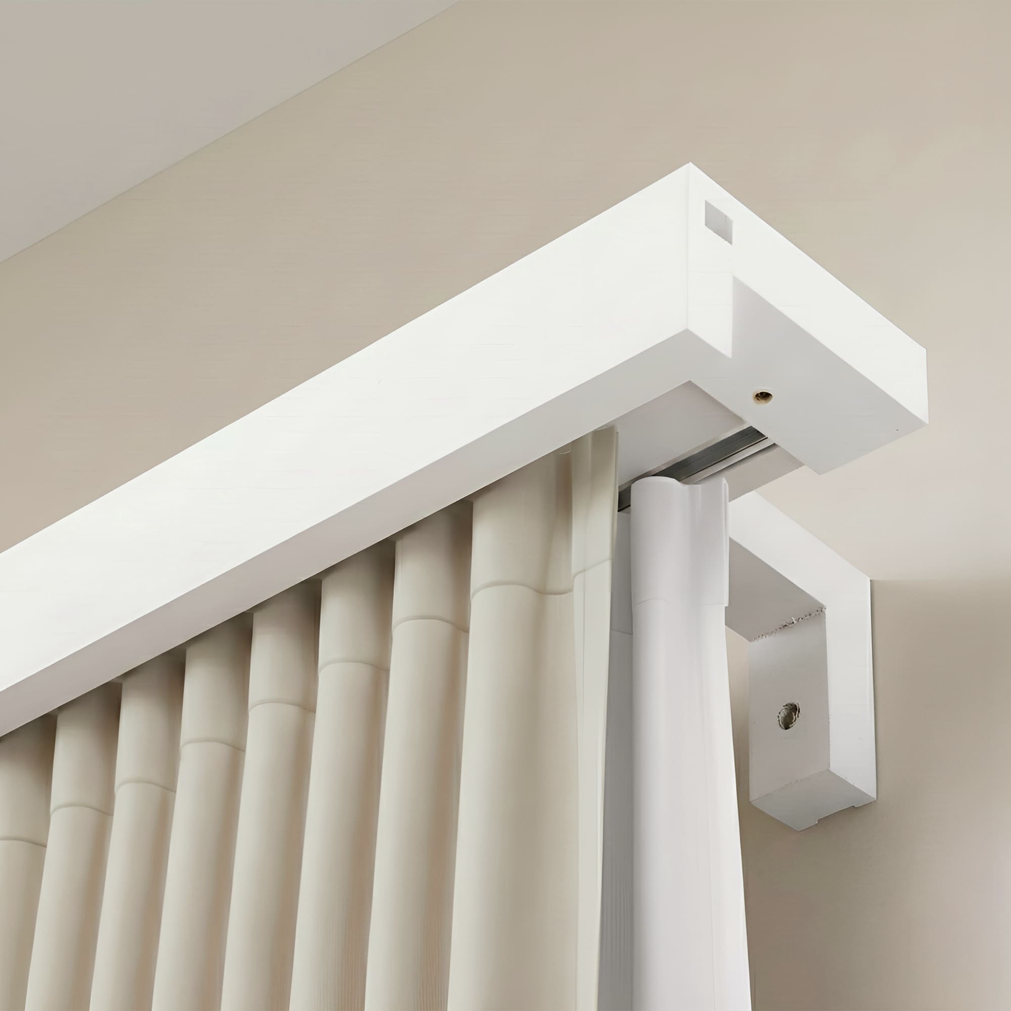 Travetto Double Curtain Track System with Wooden Decorative Valance