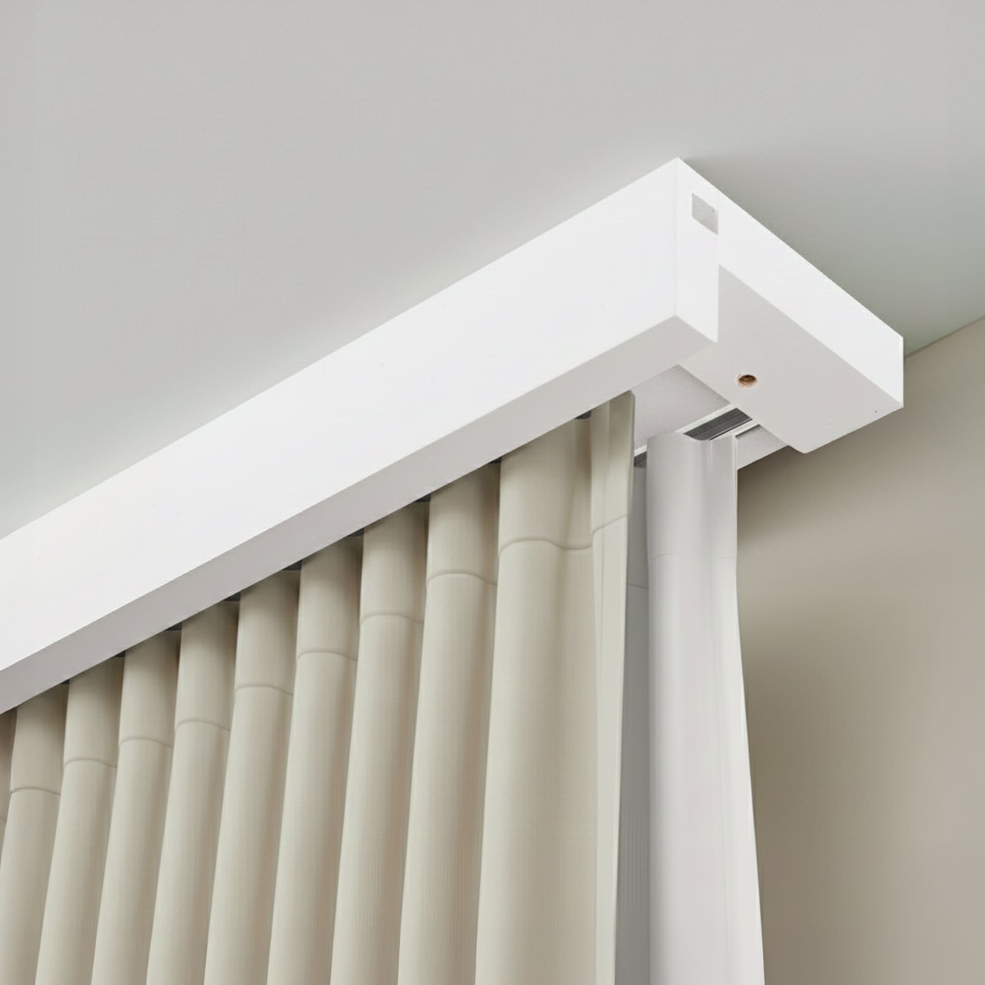 Travetto Double Curtain Track System with Wooden Decorative Valance