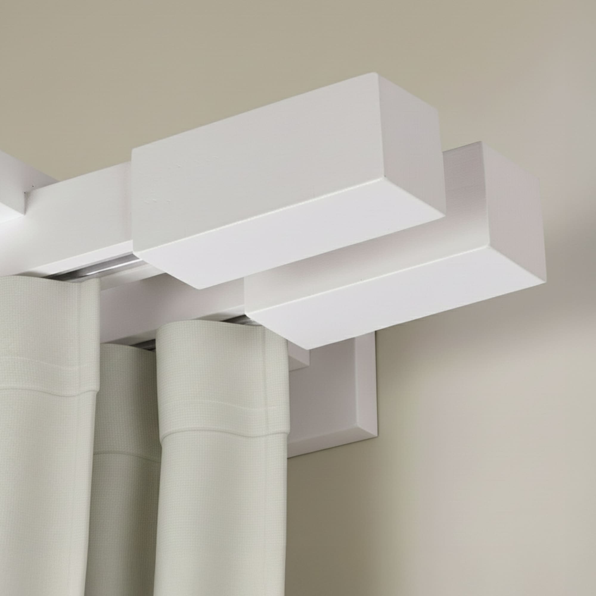 Praga Double Wooden Curtain Rod with Aluminum Track