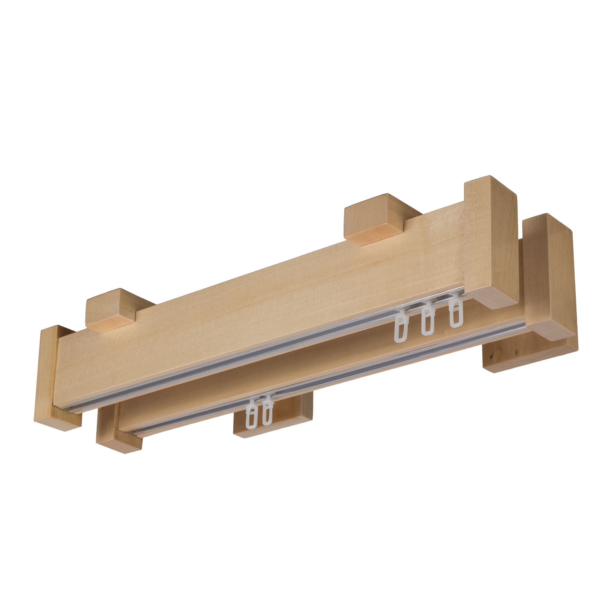 Dalia Double Wooden Curtain Rod with Aluminum Track