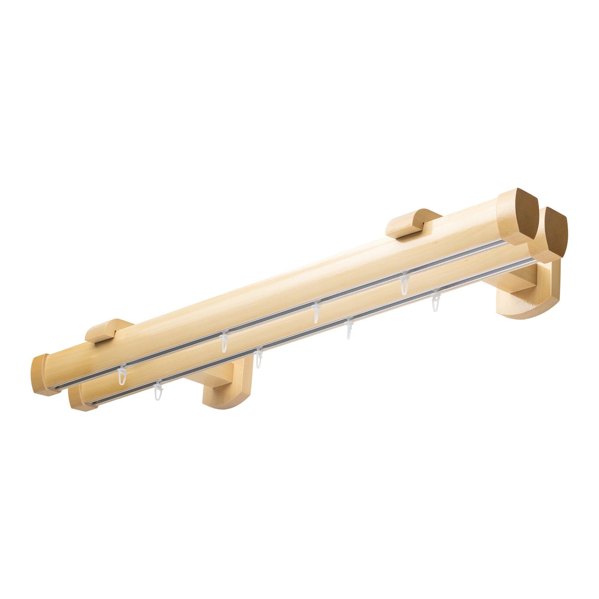 Domino Double Wooden Curtain Rod & Track System for Curtains and Drapes