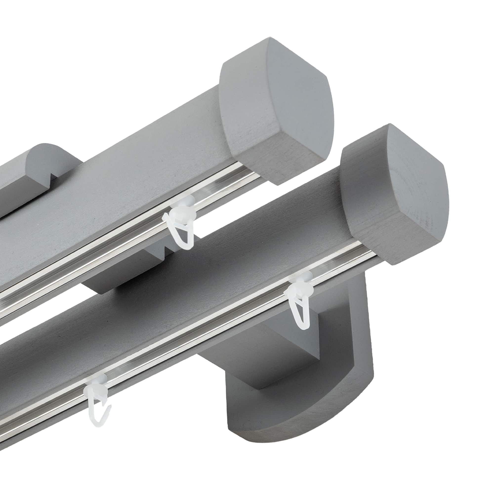 Domino Double Wooden Curtain Rod & Track System for Curtains and Drapes