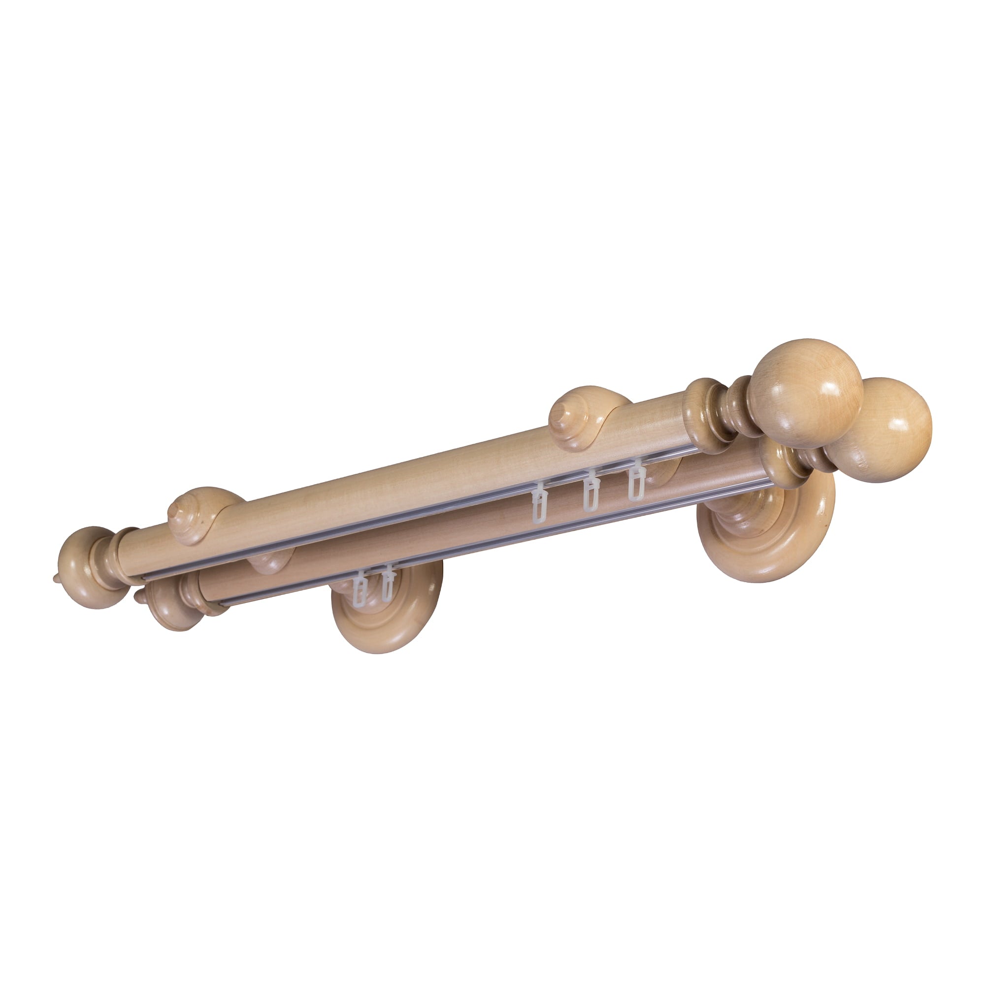 Globo Double 35 mm Wooden Curtain Rod with Aluminum Track System for Curtains and Drapes