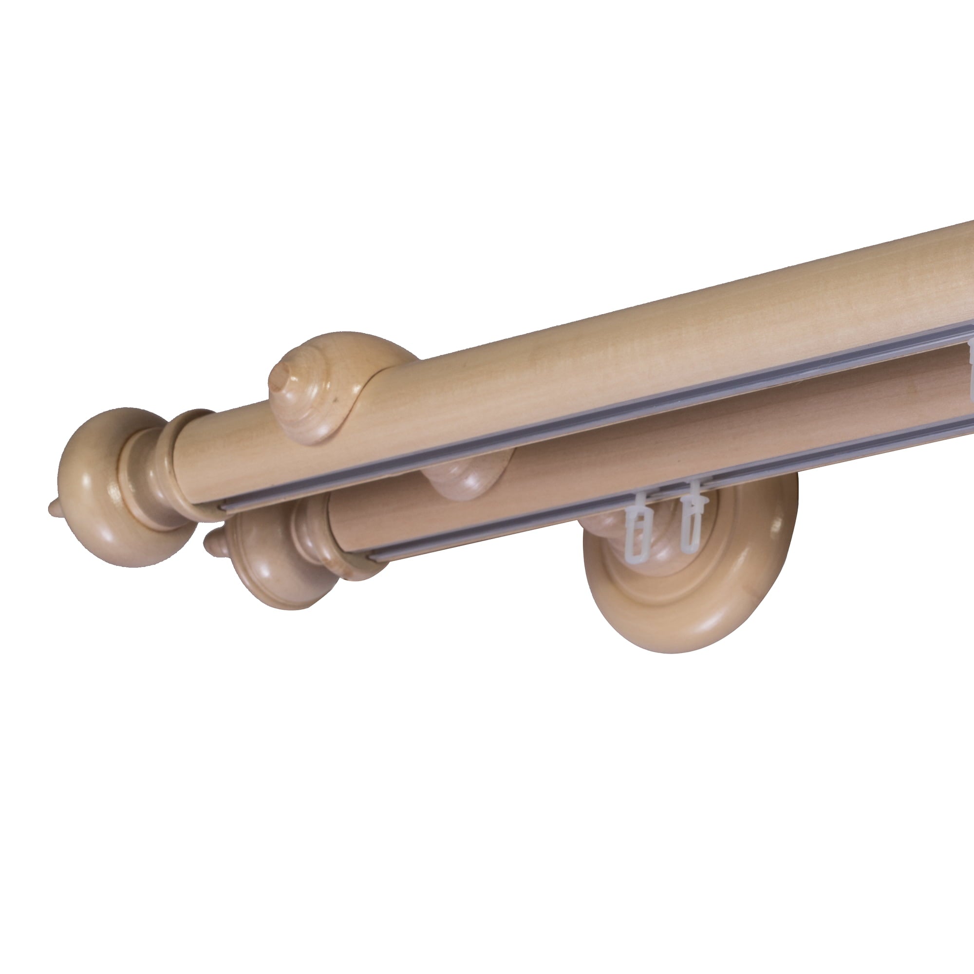 Globo Double 35 mm Wooden Curtain Rod with Aluminum Track System for Curtains and Drapes