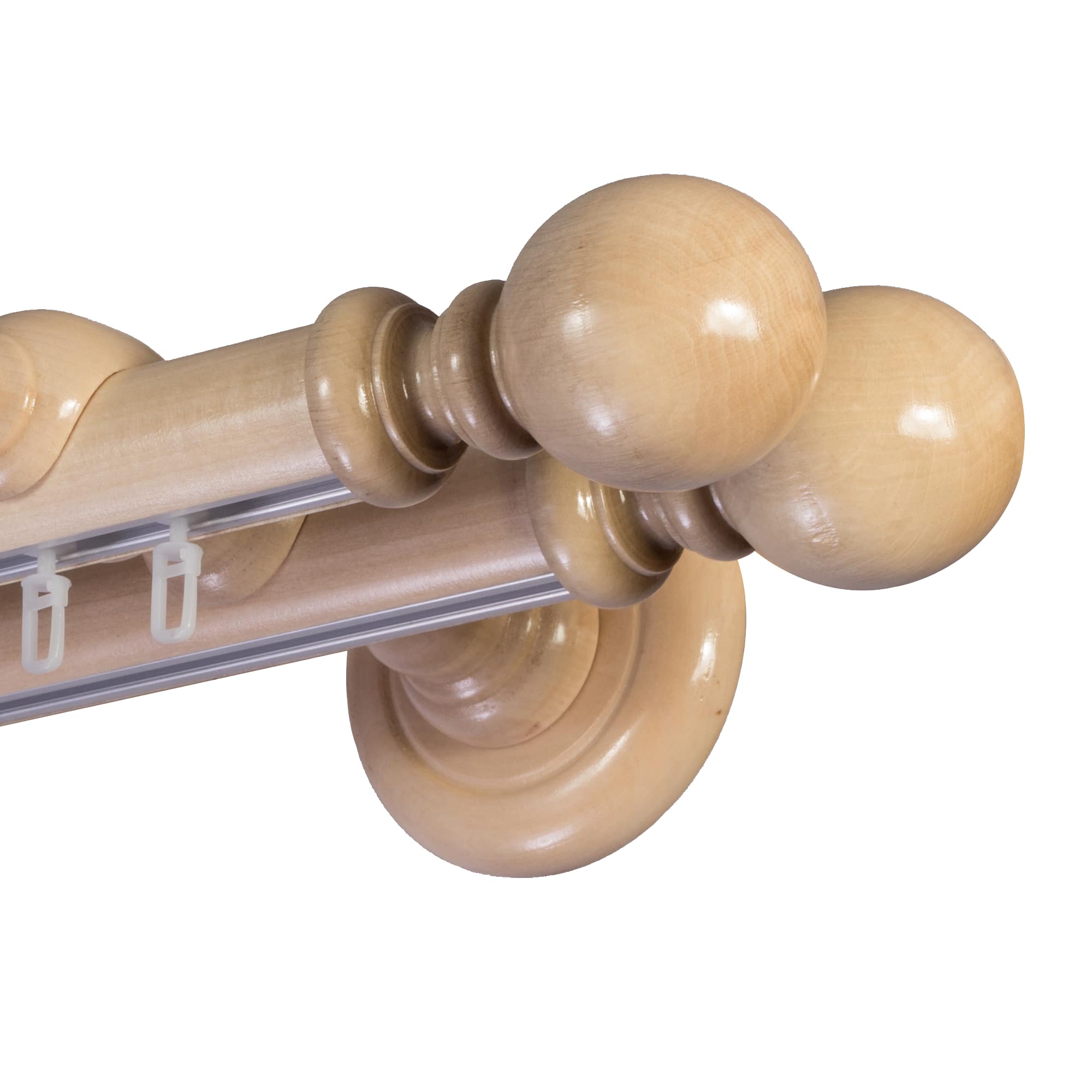 Globo Double 35 mm Wooden Curtain Rod with Aluminum Track System for Curtains and Drapes