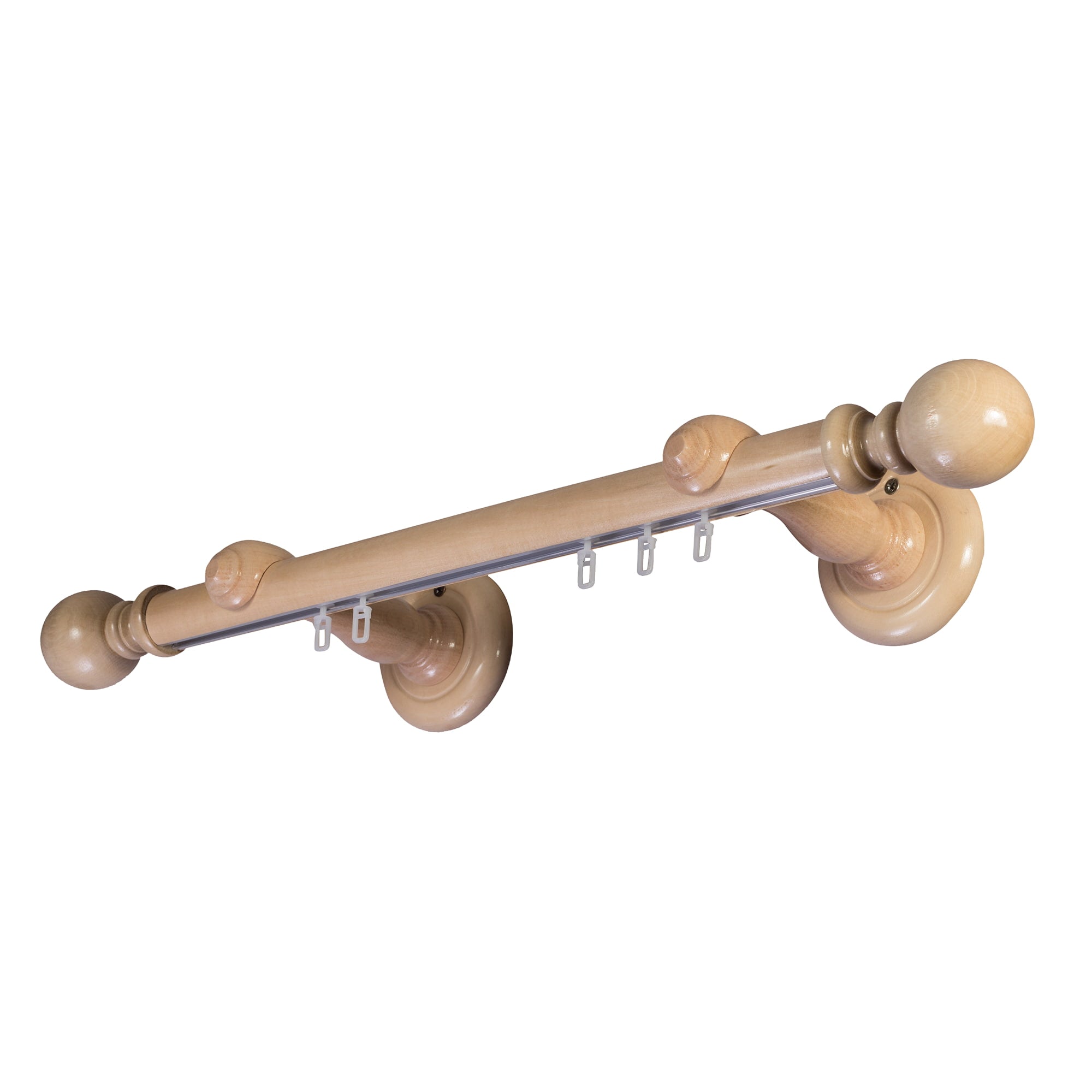 Globo Single 35 mm Wooden Curtain Rod with Aluminum Track