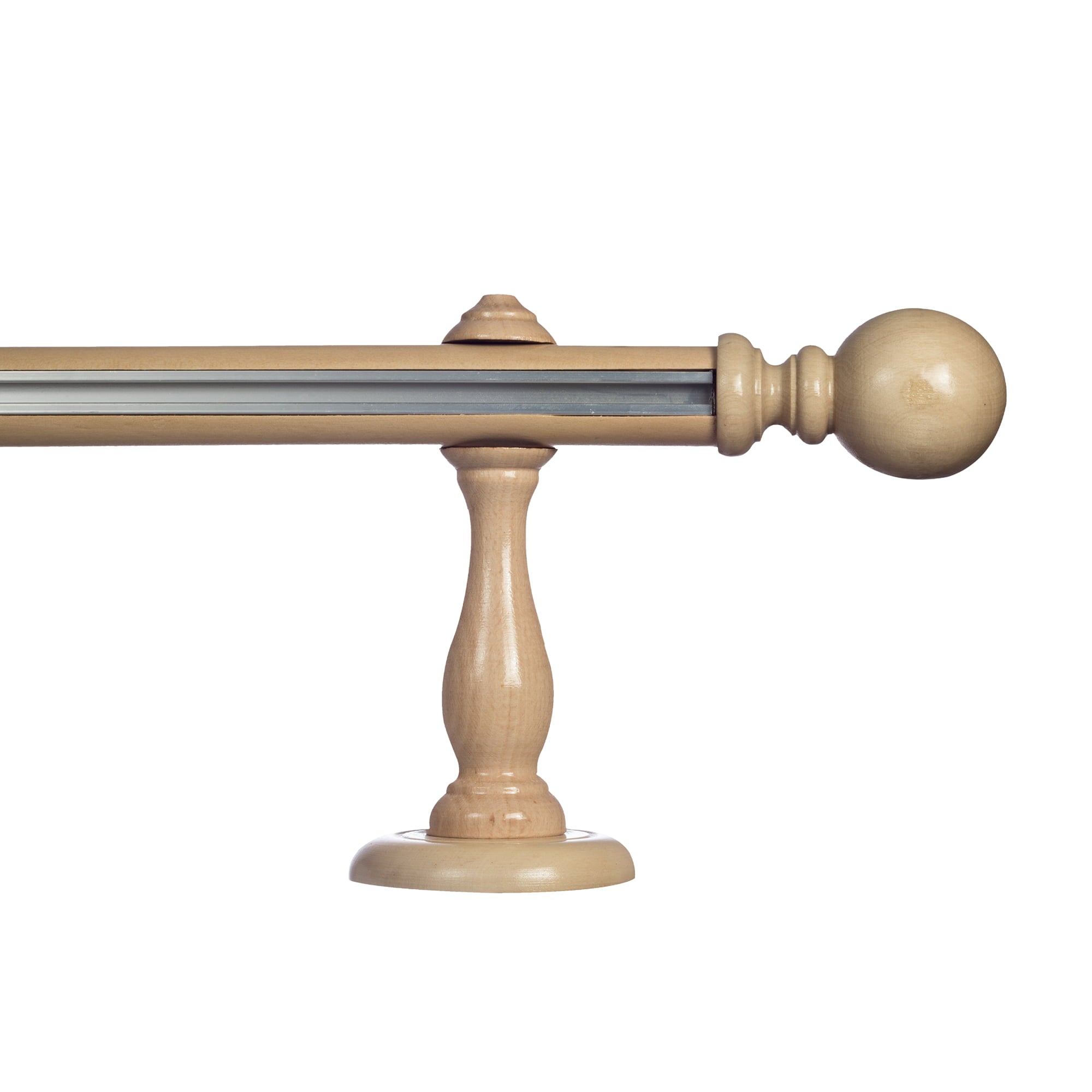 Globo Single 35 mm Wooden Curtain Rod with Aluminum Track