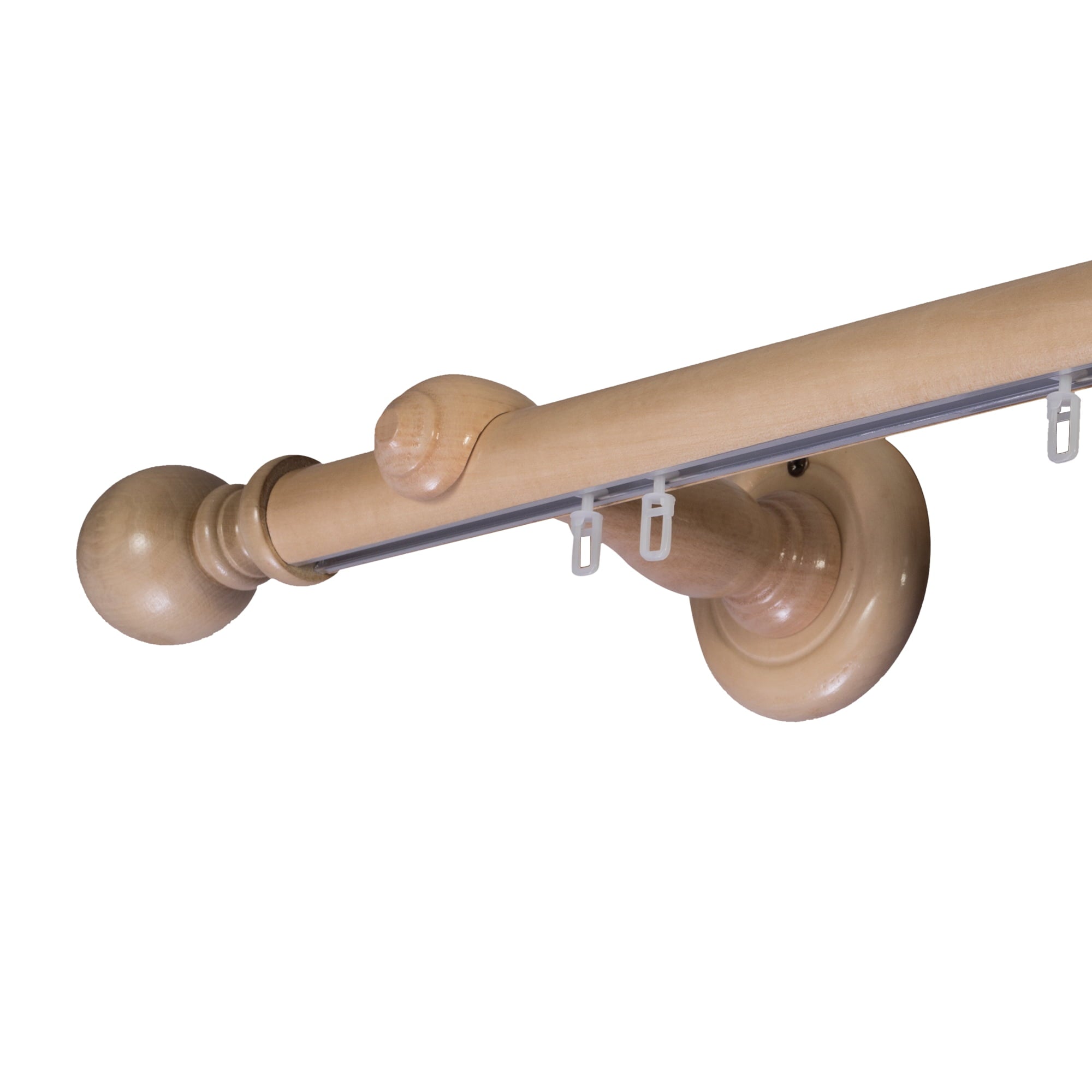 Globo Single 35 mm Wooden Curtain Rod with Aluminum Track