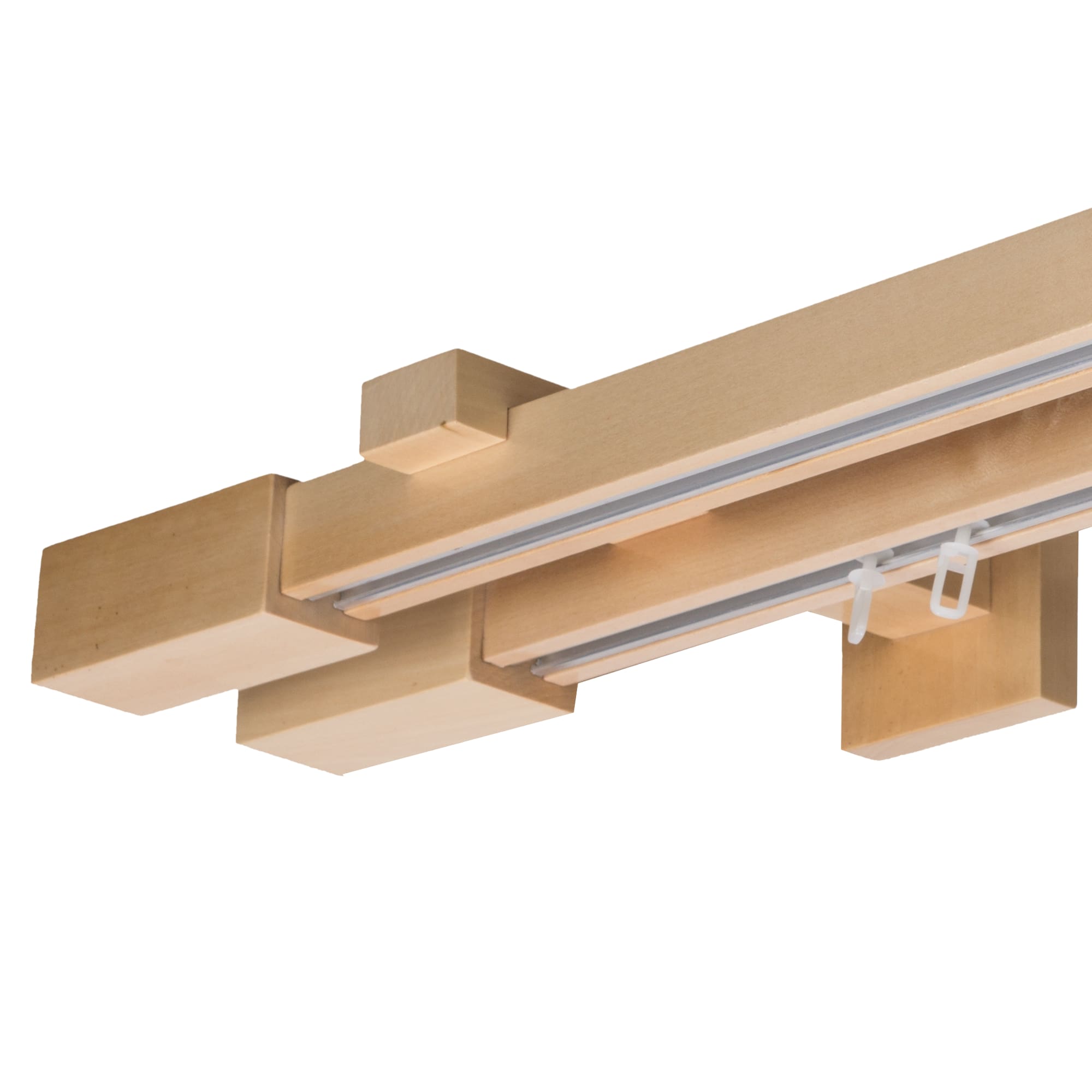 Praga Double Wooden Curtain Rod with Aluminum Track