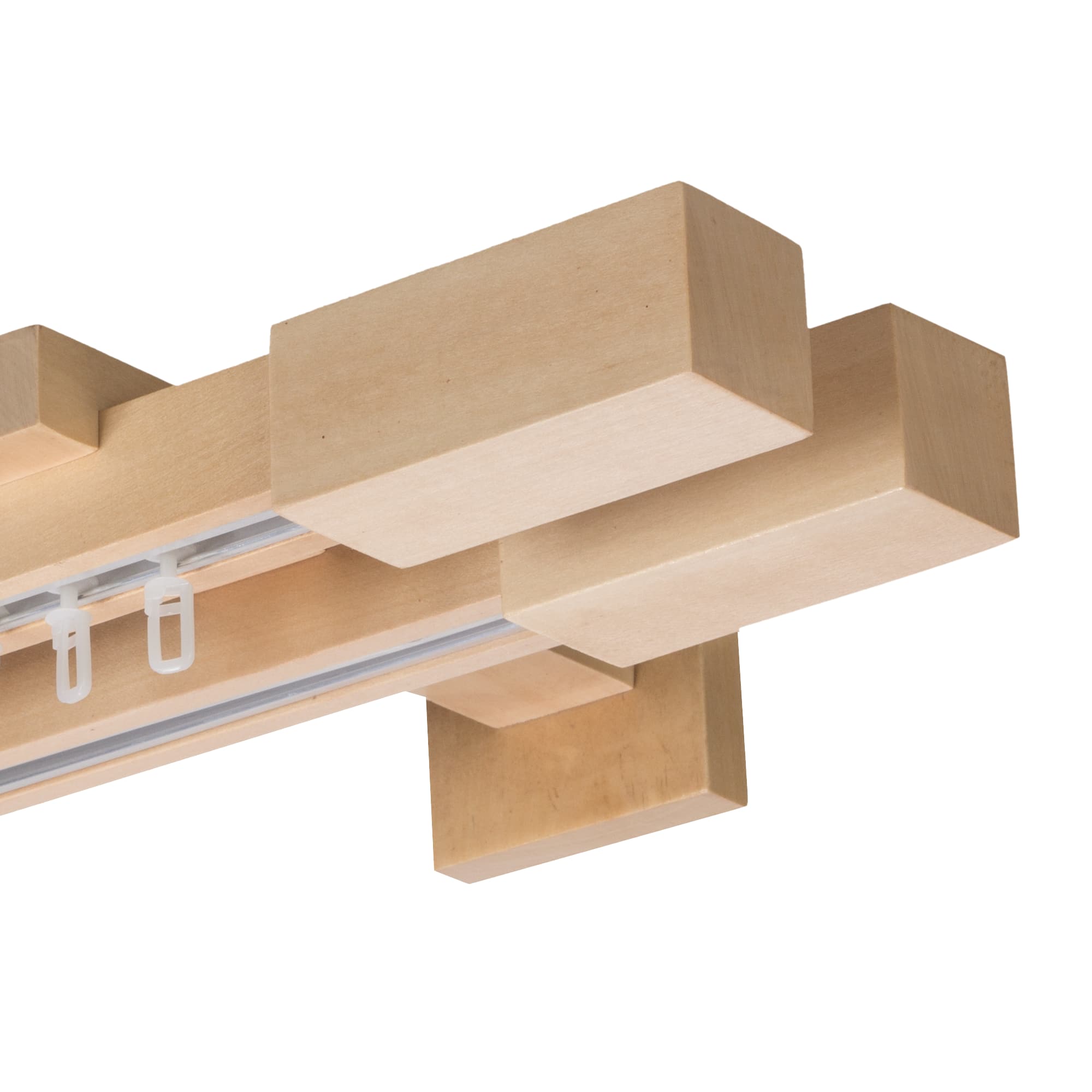 Praga Double Wooden Curtain Rod with Aluminum Track