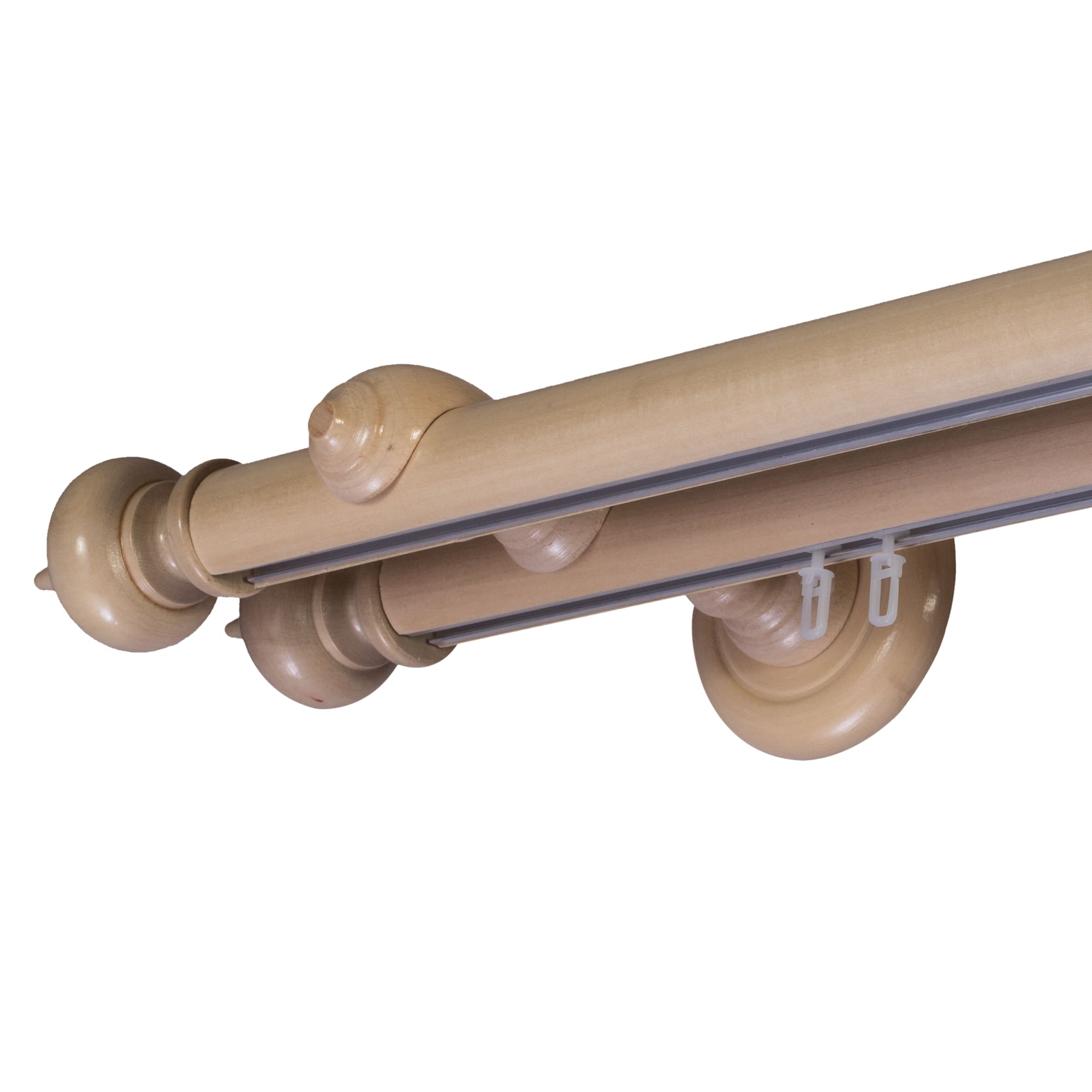 Saly Double 35 mm Wooden Curtain Rod with Aluminum Track