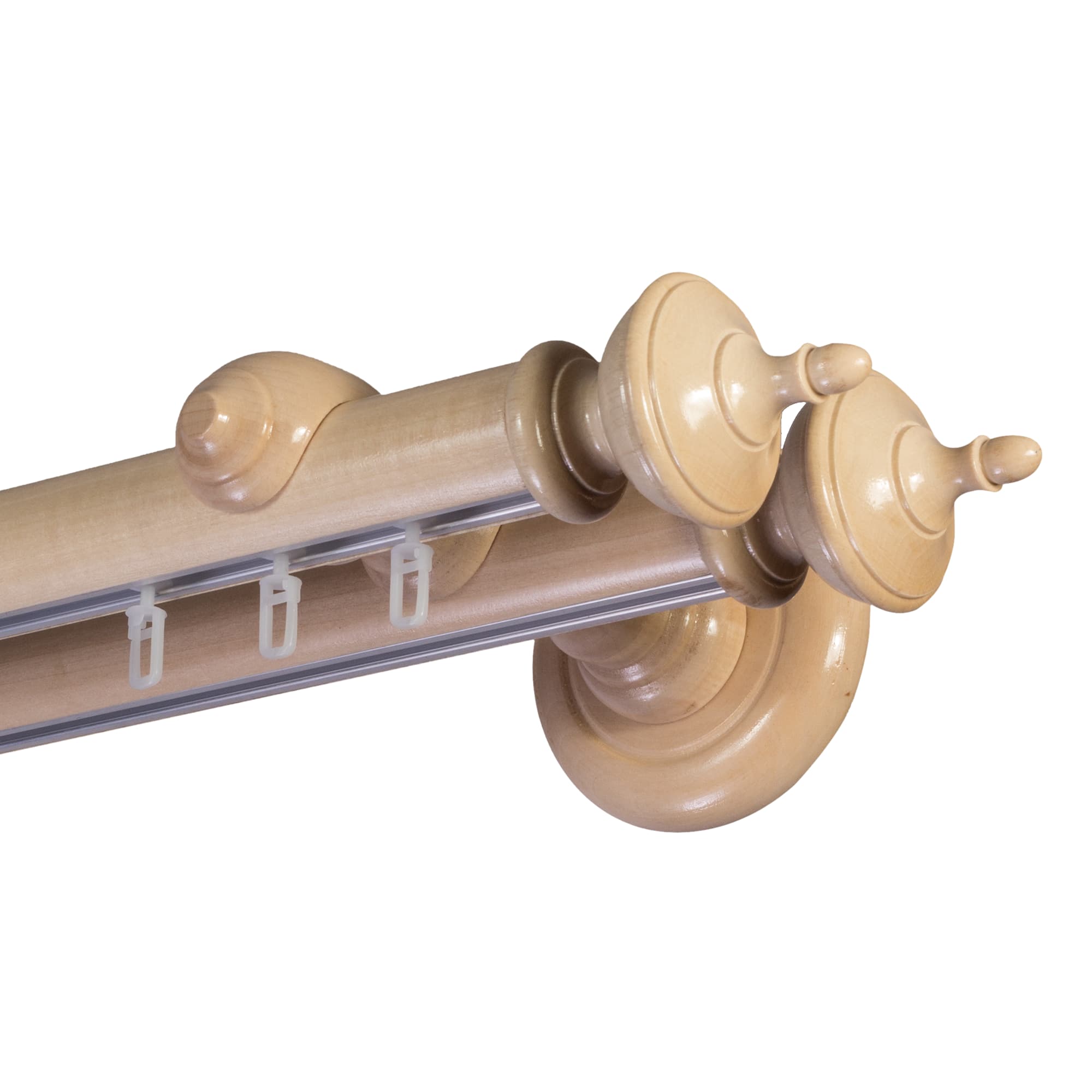 Saly Double 35 mm Wooden Curtain Rod with Aluminum Track