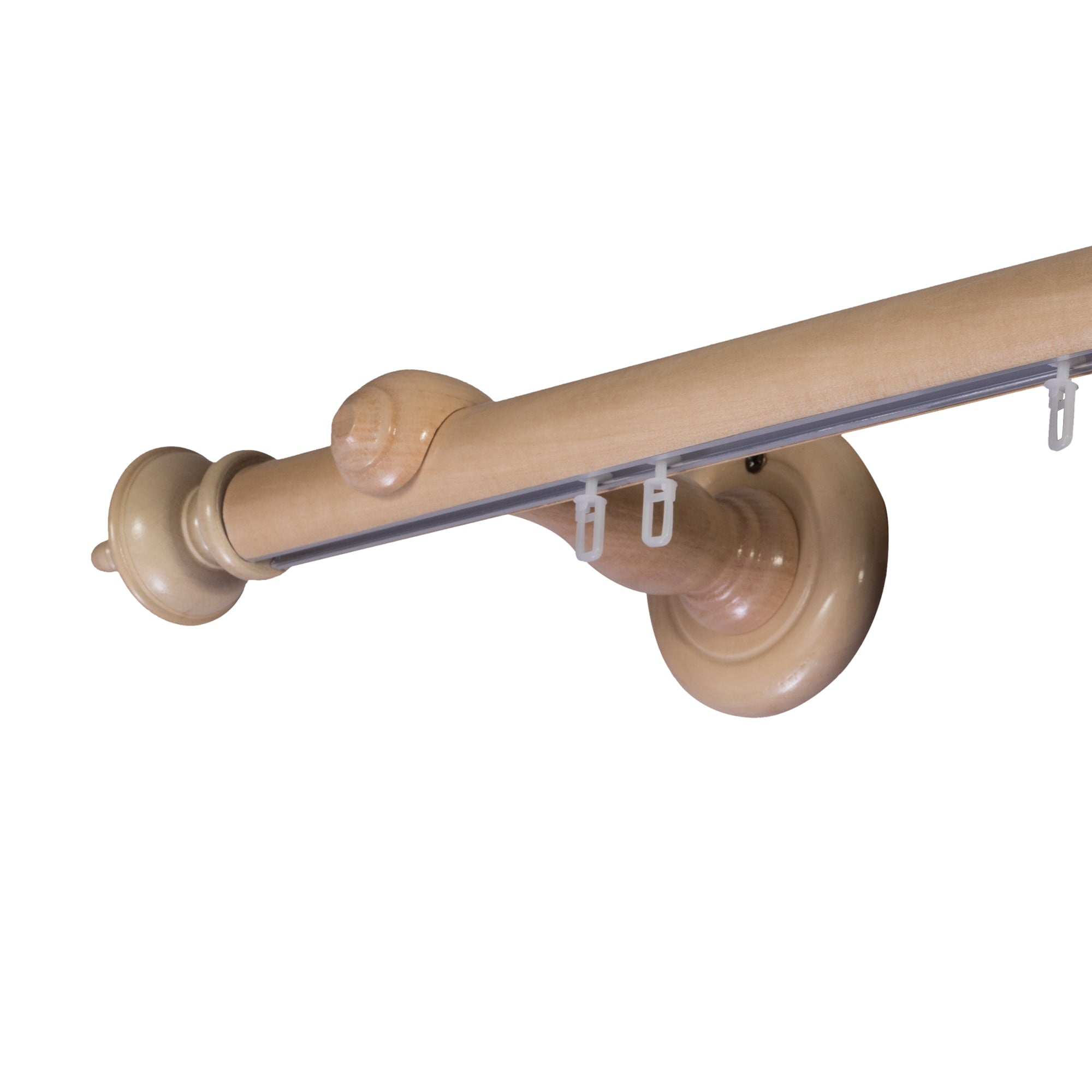 Saly Single 35 mm Wooden Curtain Rod with Aluminum Track