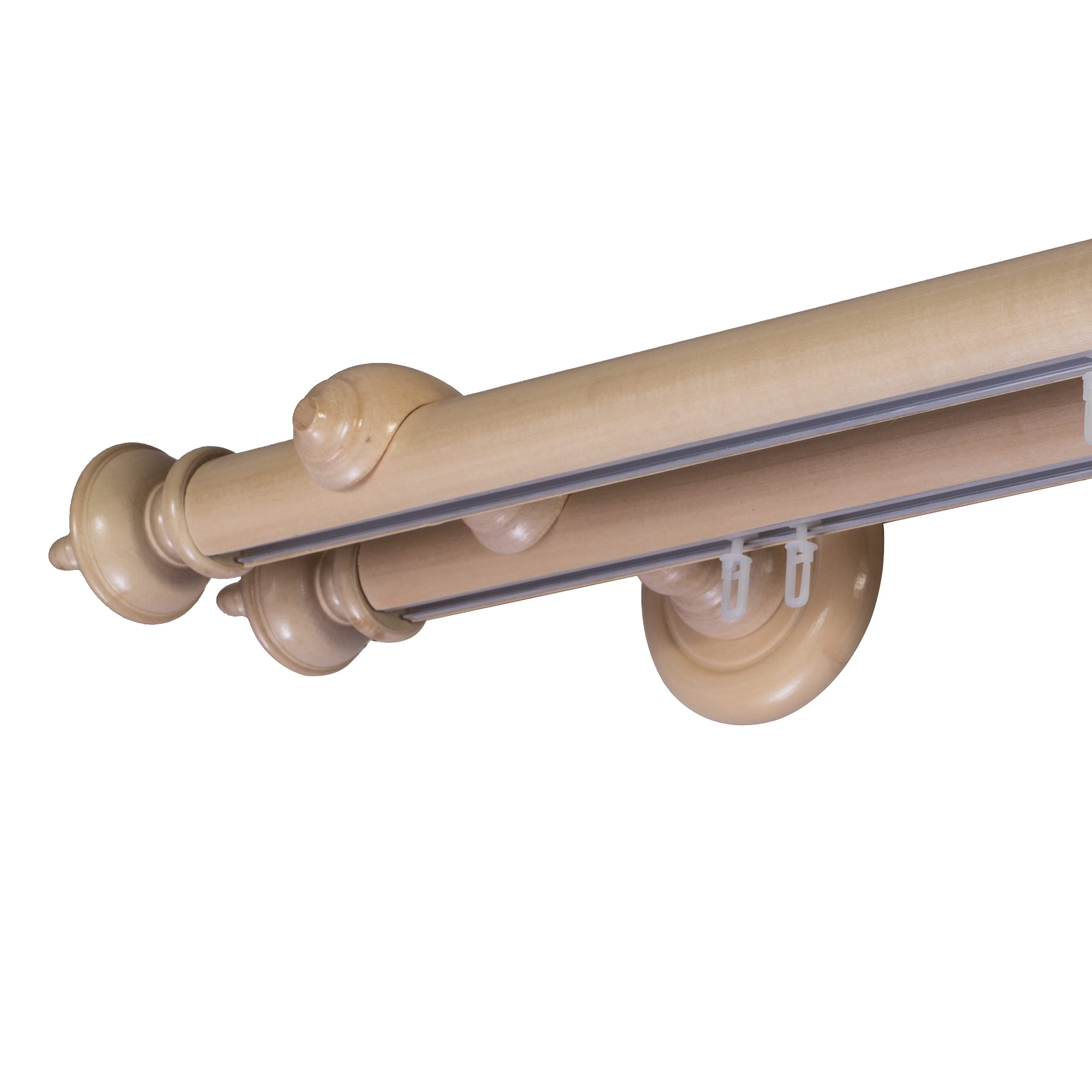 STELLA DOUBLE 35 MM WOODEN CURTAIN ROD WITH ALUMINUM TRACK