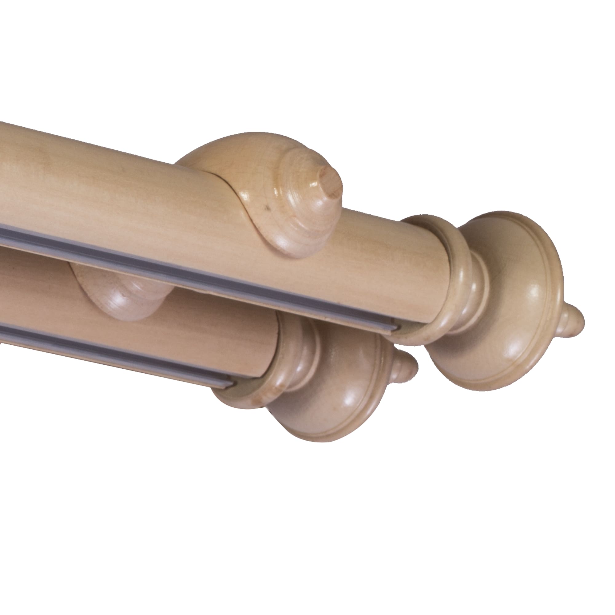 STELLA DOUBLE 35 MM WOODEN CURTAIN ROD WITH ALUMINUM TRACK