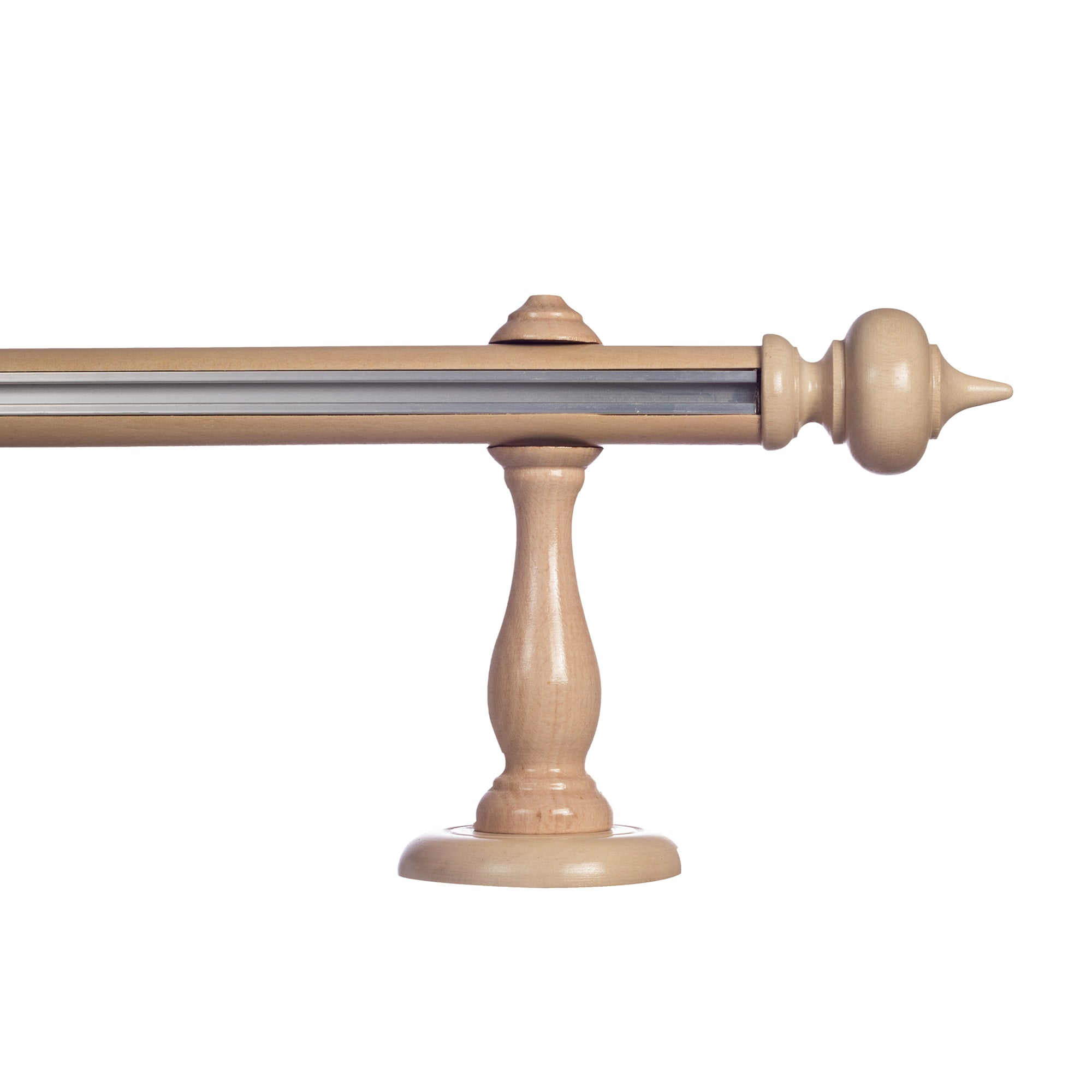 Stella Single 35 mm Wooden Curtain Rod with Aluminum Track