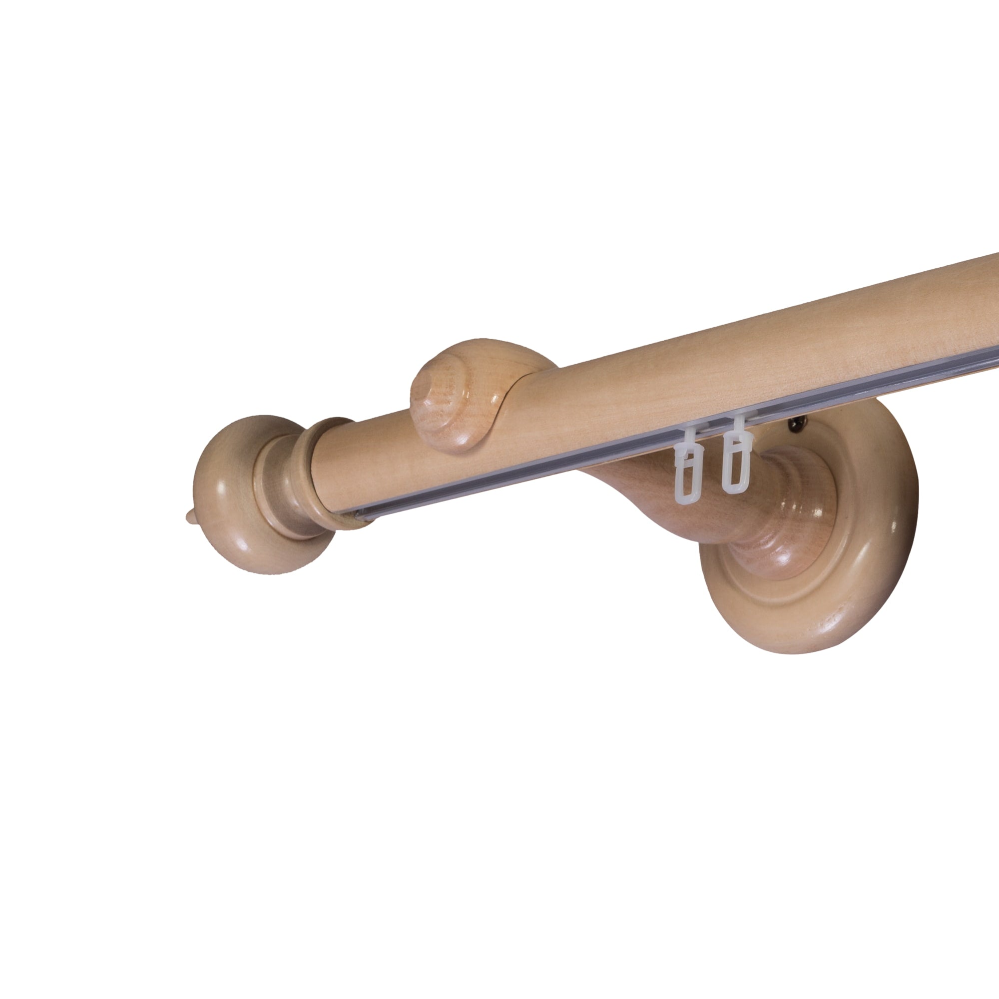 Stella Single 35 mm Wooden Curtain Rod with Aluminum Track