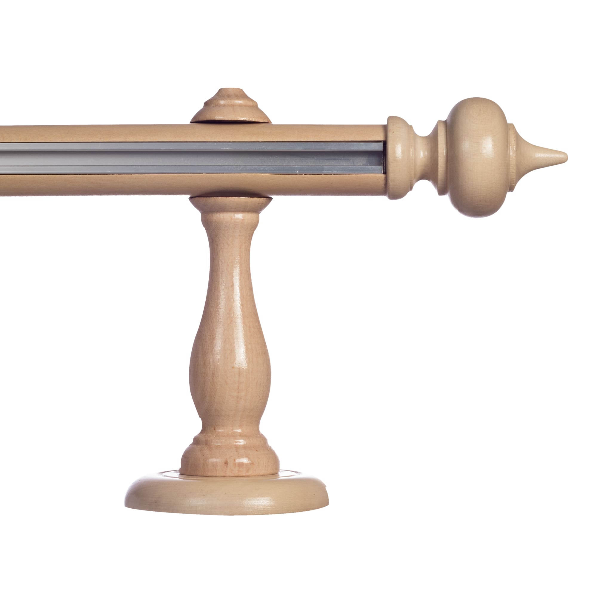 Stella Single 35 mm Wooden Curtain Rod with Aluminum Track