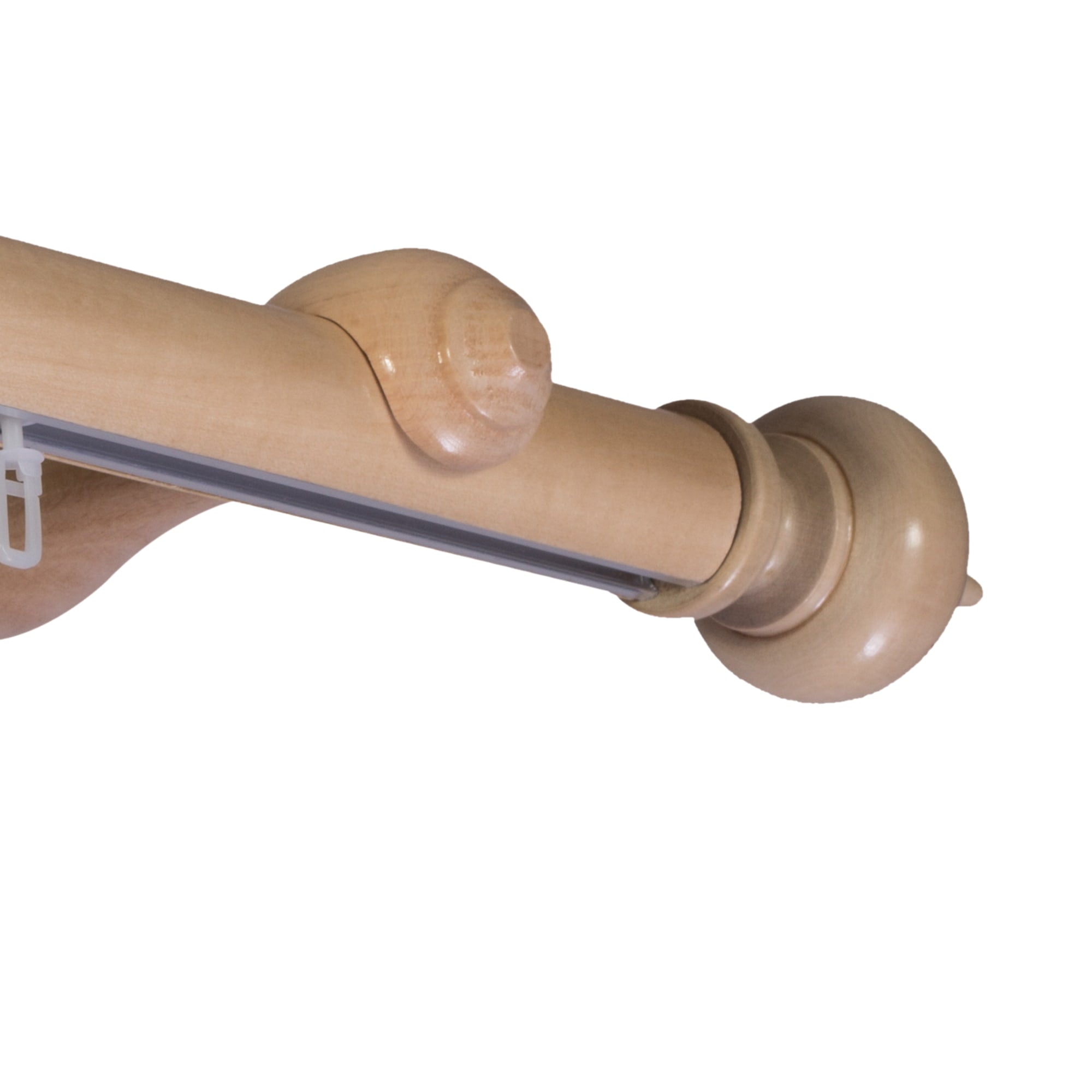 Stella Single 35 mm Wooden Curtain Rod with Aluminum Track