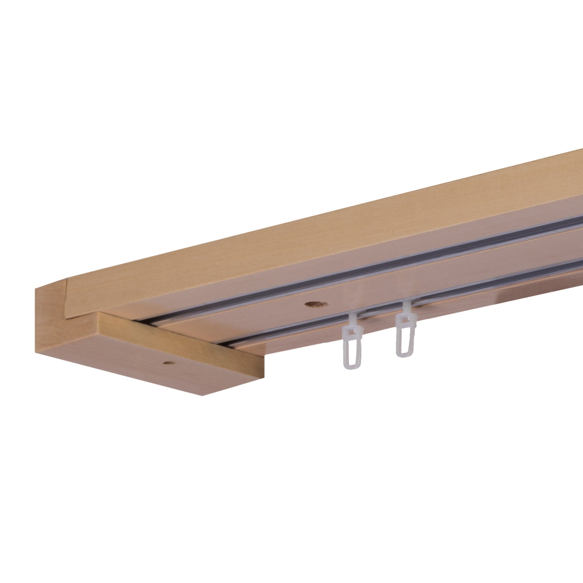 Curtain and drape track system Travetto Double made of wood