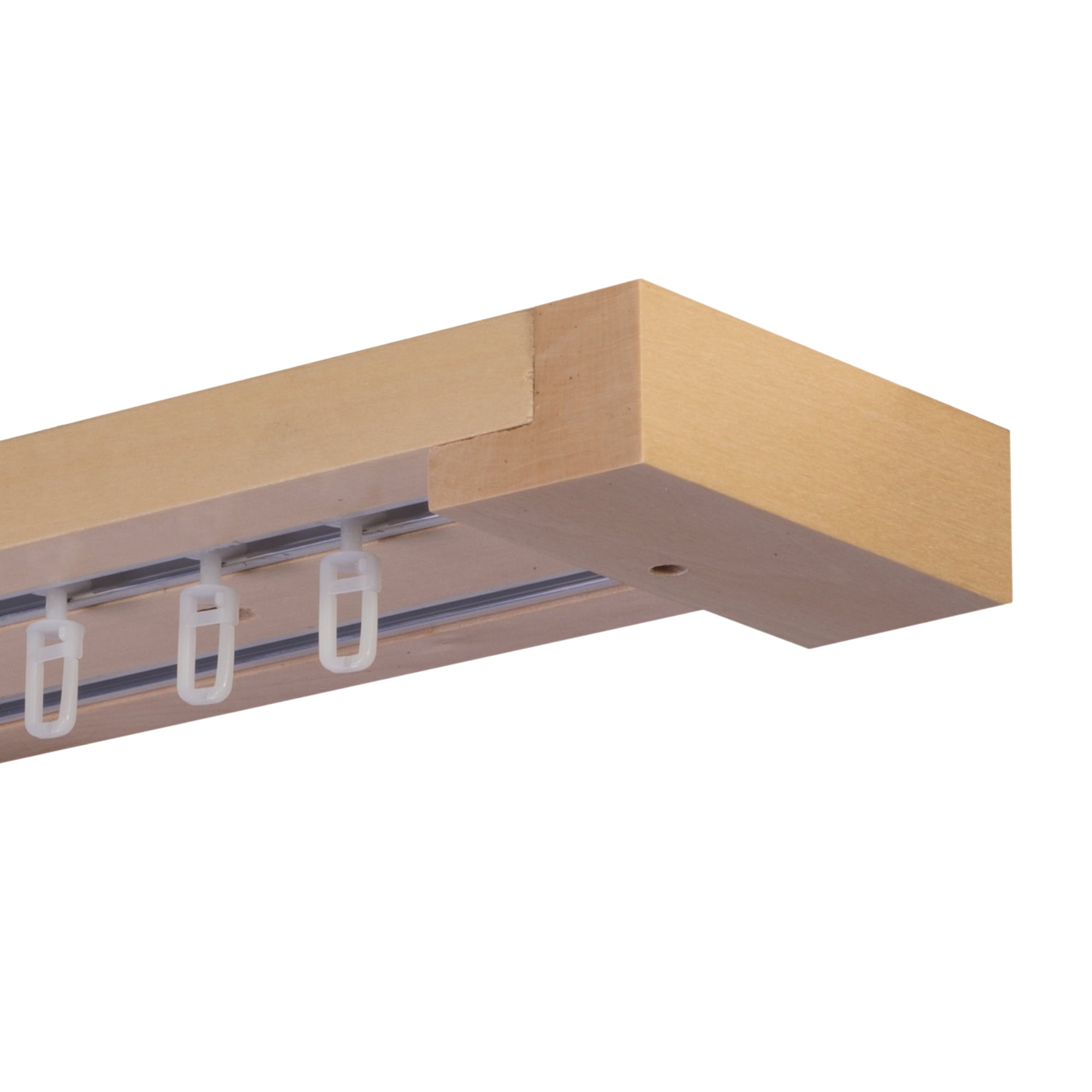 Curtain and drape track system Travetto Double made of wood