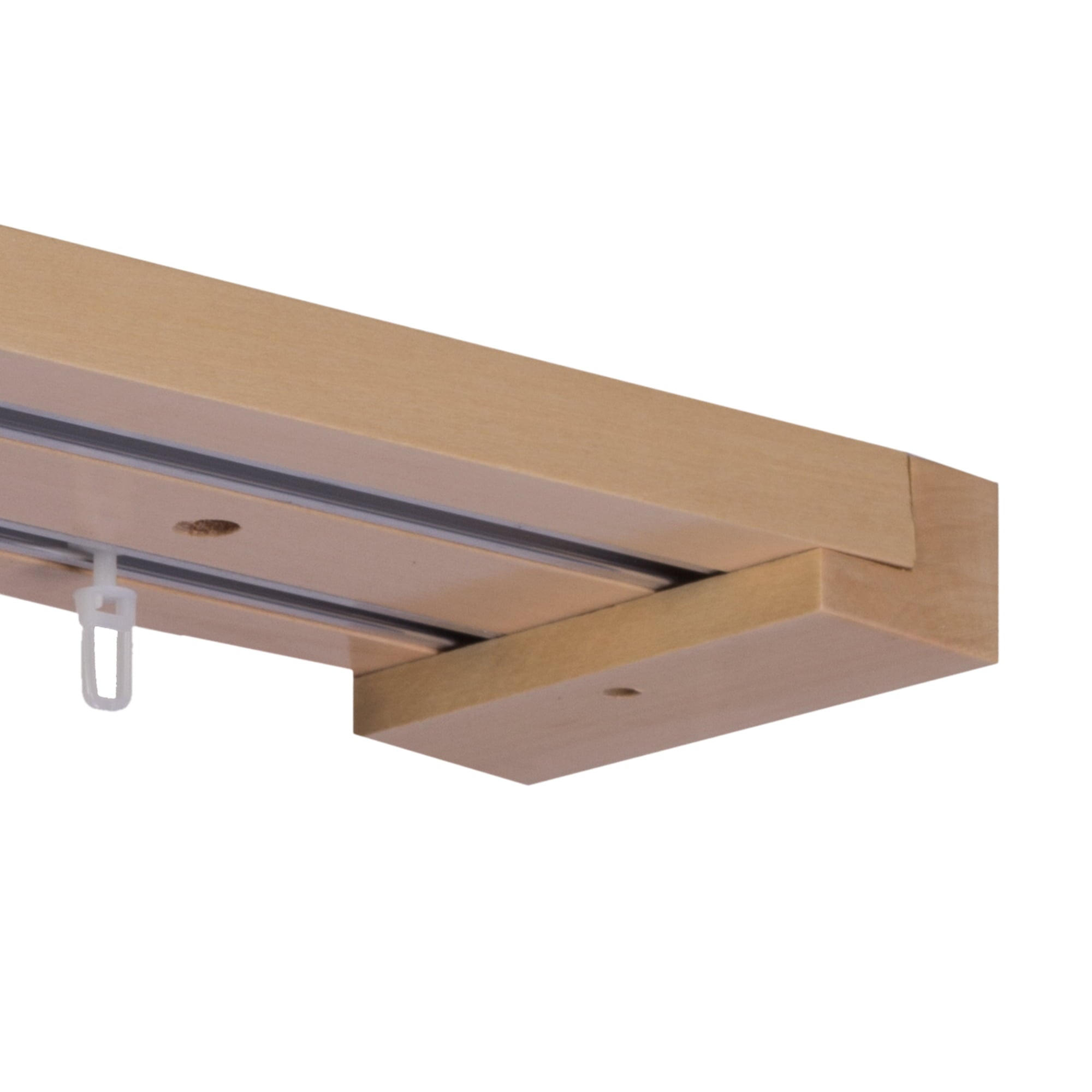 Curtain and drape track system Travetto Double made of wood