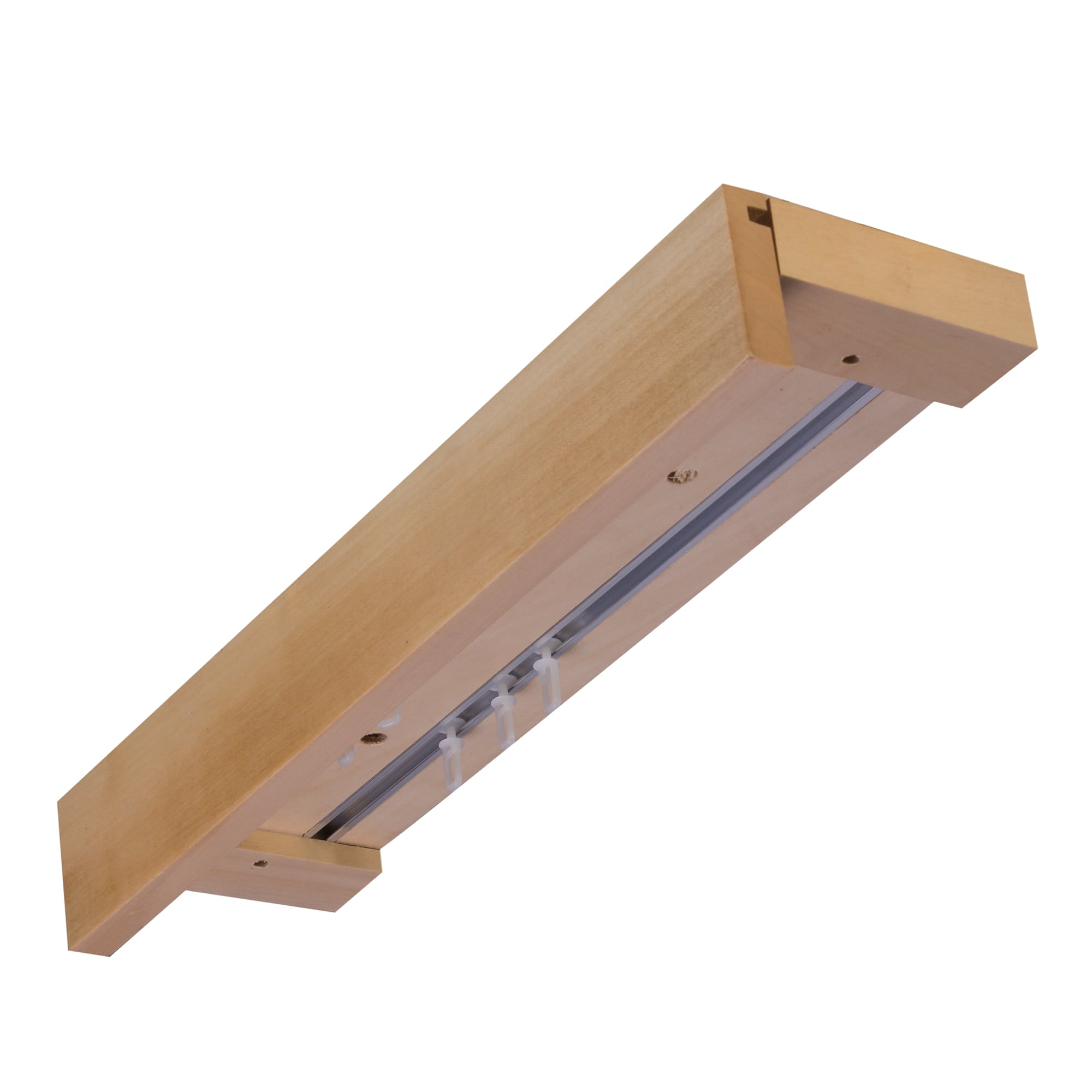 Travetto Double Curtain Track System with Wooden Decorative Valance