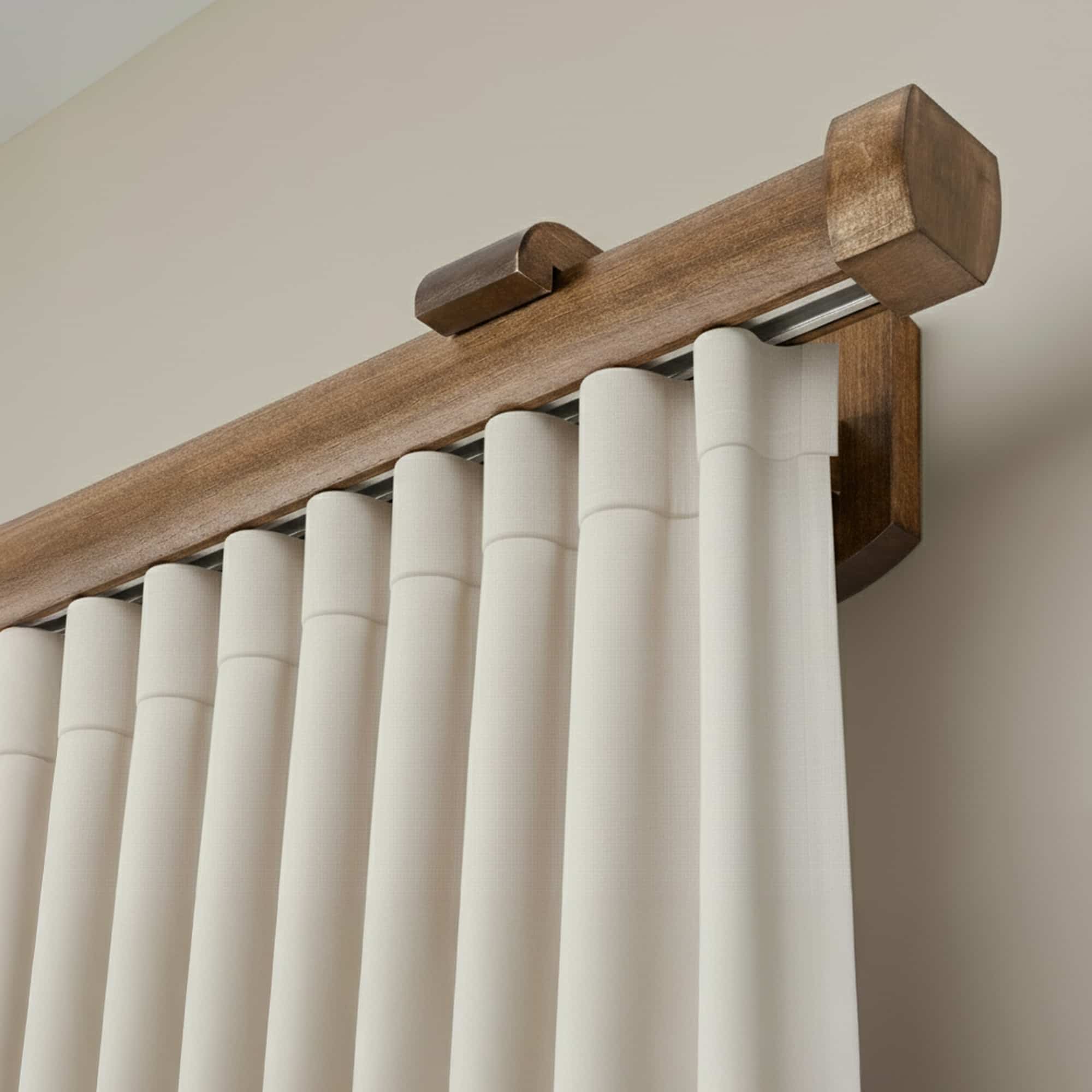 Domino Single Wooden Curtain Rod