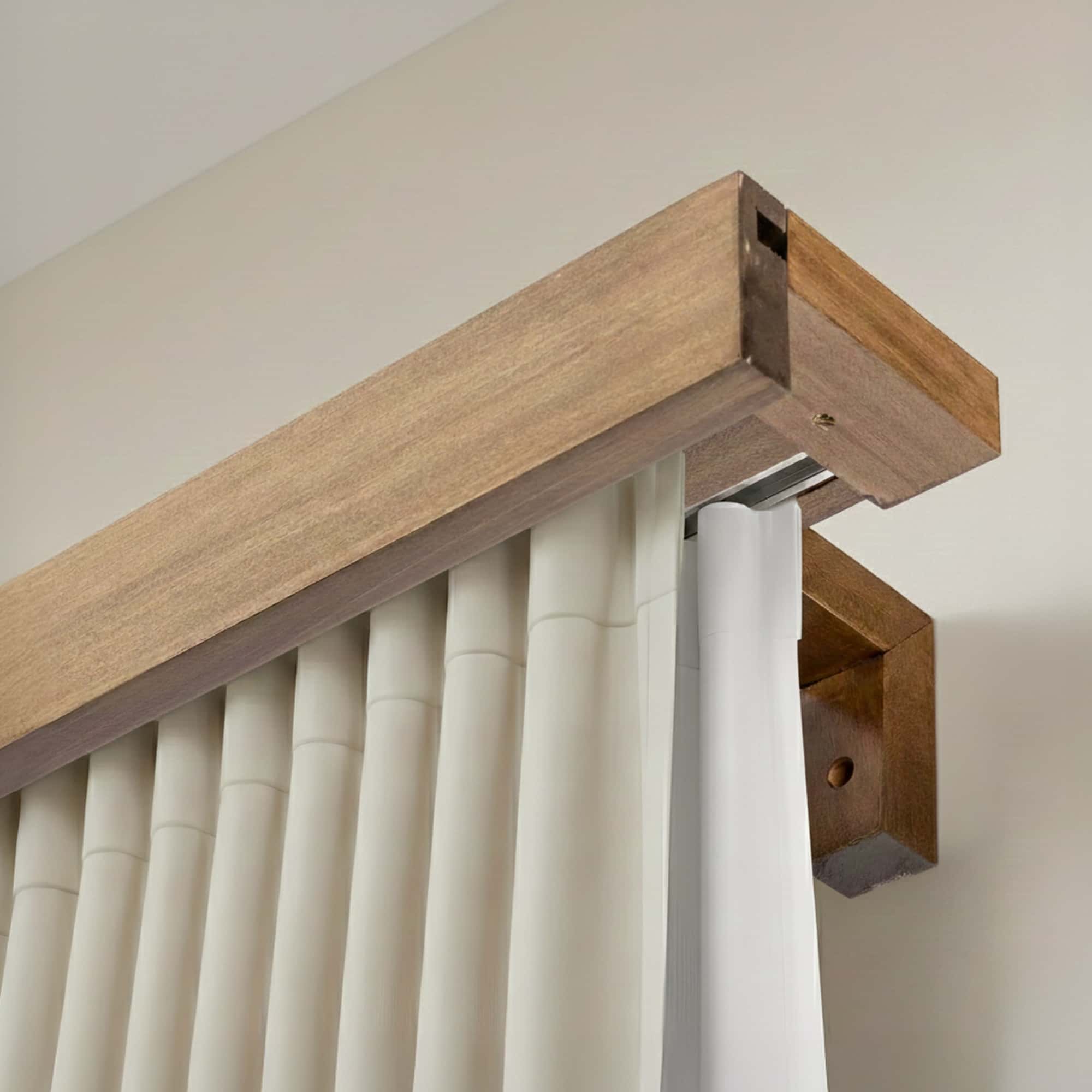 Travetto Double Curtain Track System with Wooden Decorative Valance