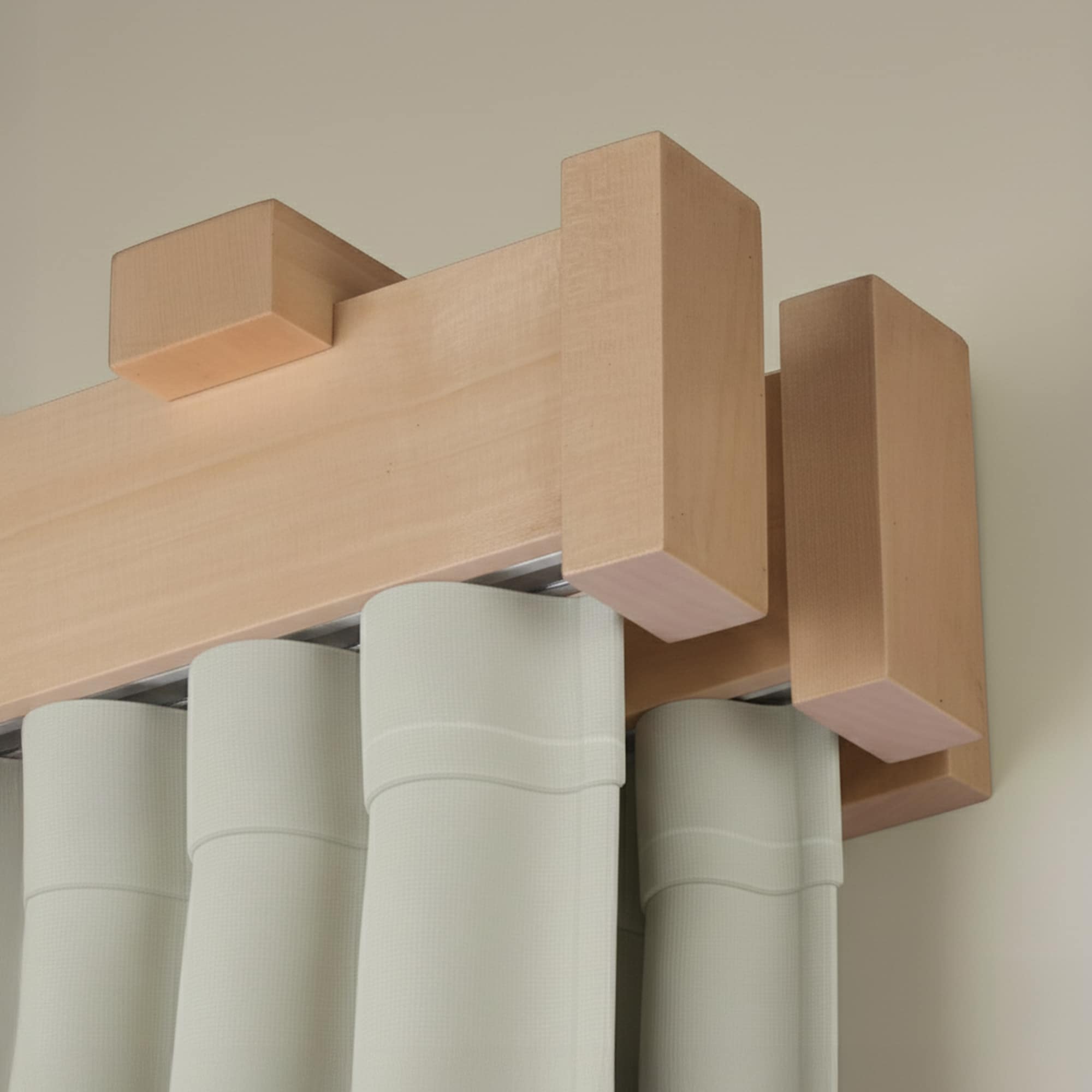 Dalia Double Wooden Curtain Rod with Aluminum Track