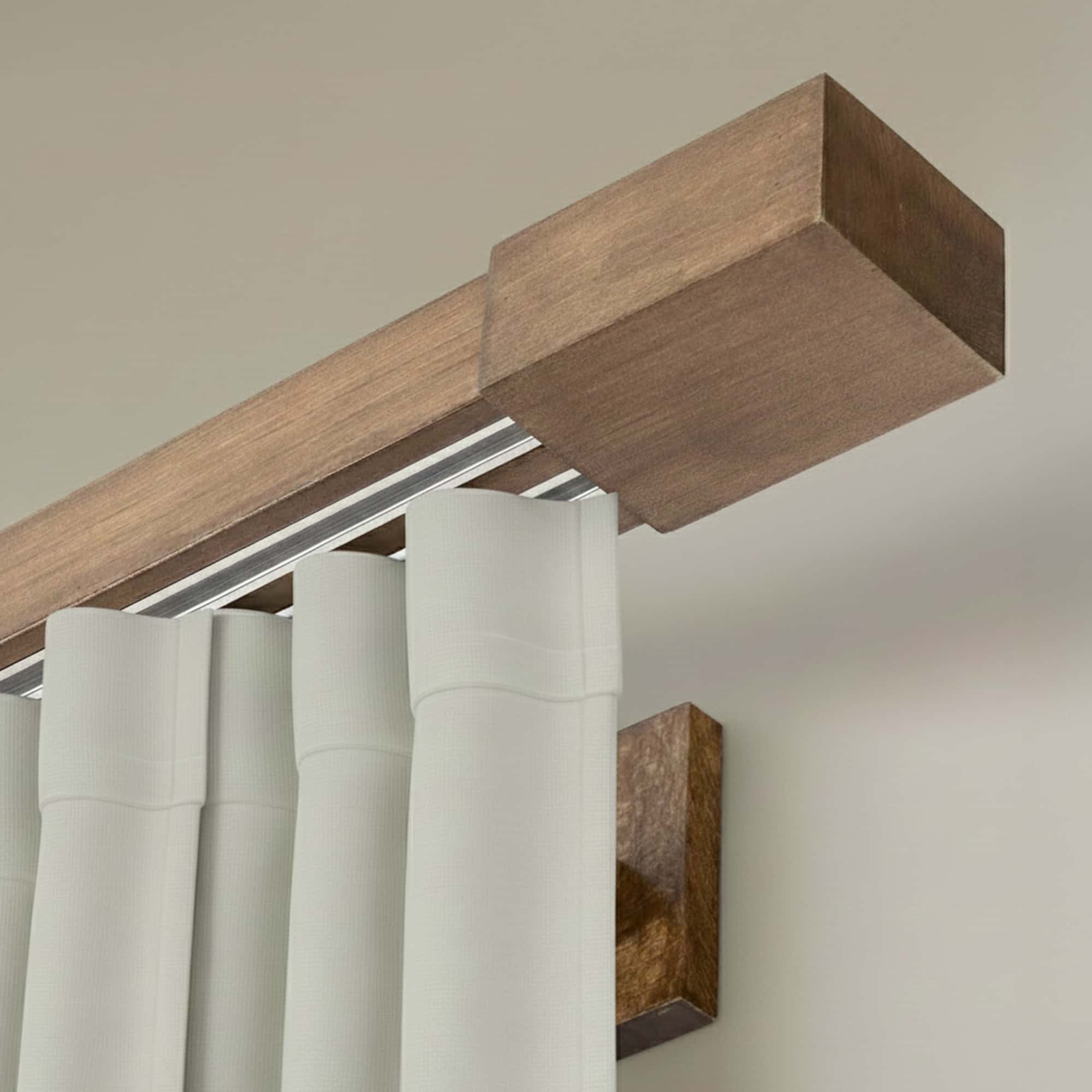 Roma Double Wooden Curtain Rod & Track System for Curtains and Drapes