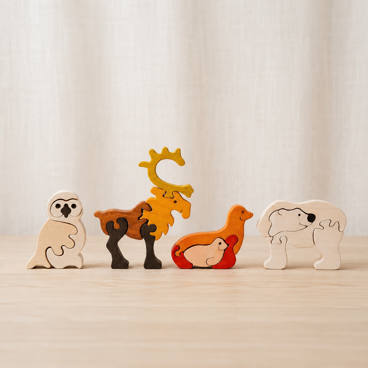 Arctic Animals Wooden Puzzle Set