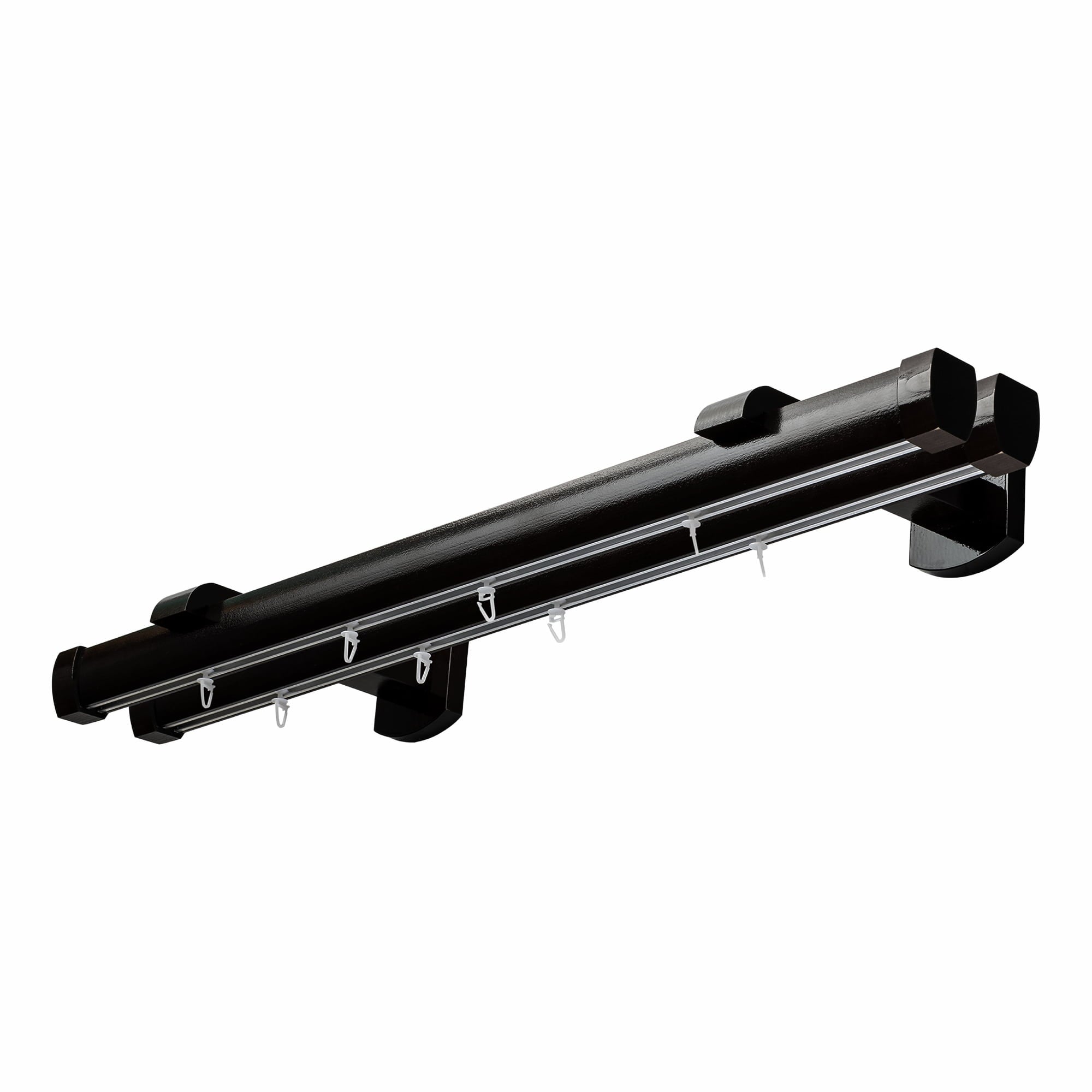 Domino Double Wooden Curtain Rod & Track System for Curtains and Drapes