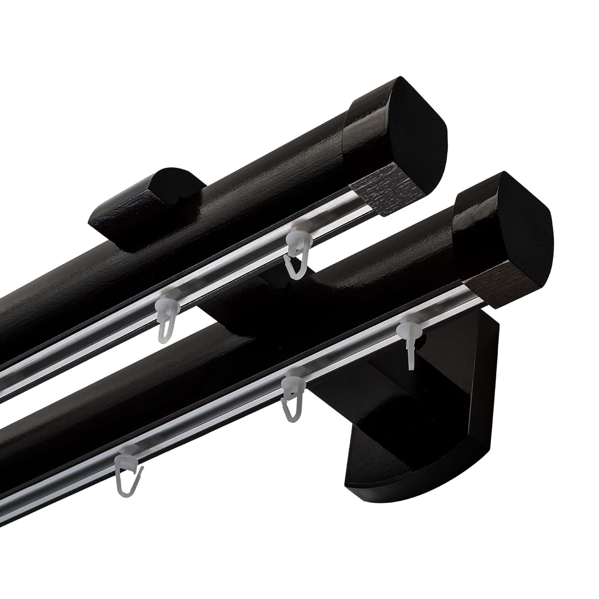 Domino Double Wooden Curtain Rod & Track System for Curtains and Drapes