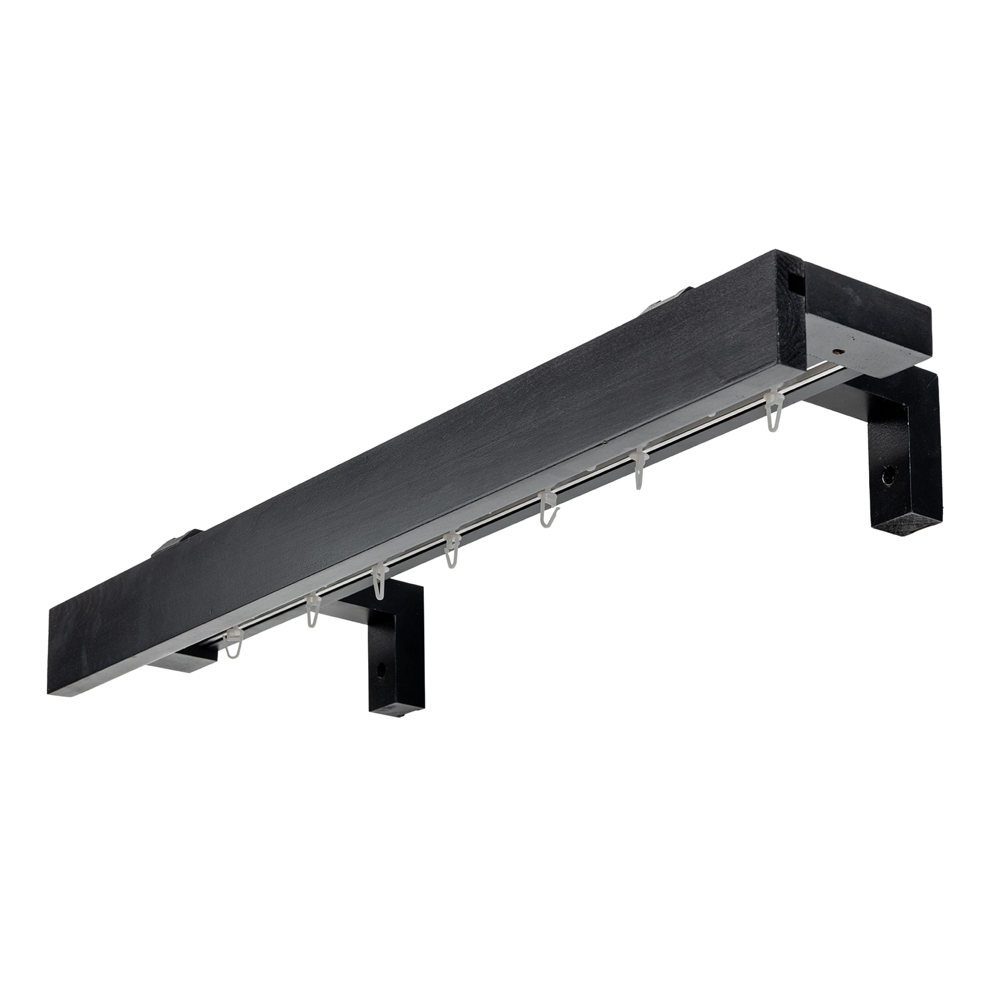 Travetto Double Curtain Track System with Wooden Decorative Valance