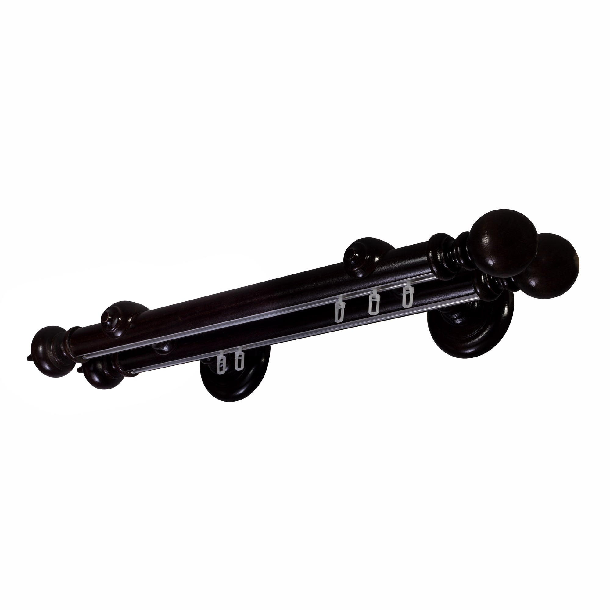 Globo Double 35 mm Wooden Curtain Rod with Aluminum Track System for Curtains and Drapes