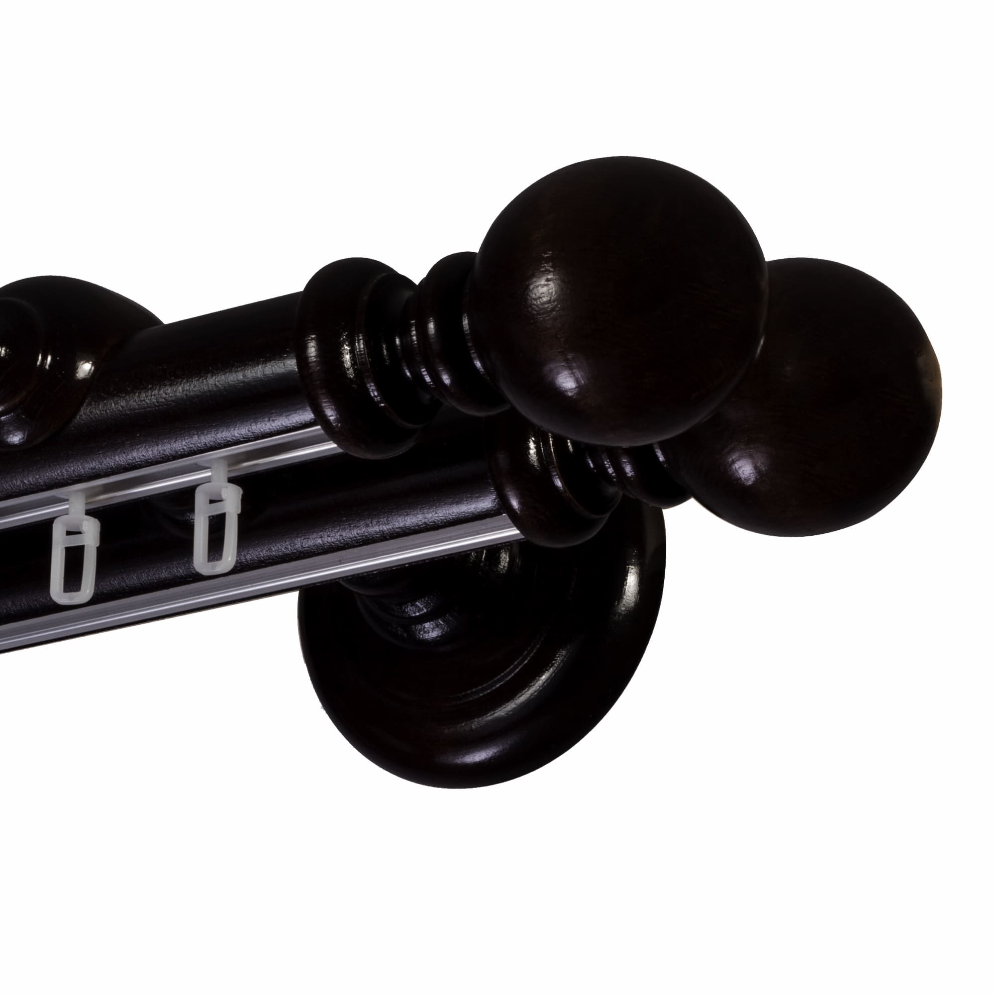 Globo Double 35 mm Wooden Curtain Rod with Aluminum Track System for Curtains and Drapes