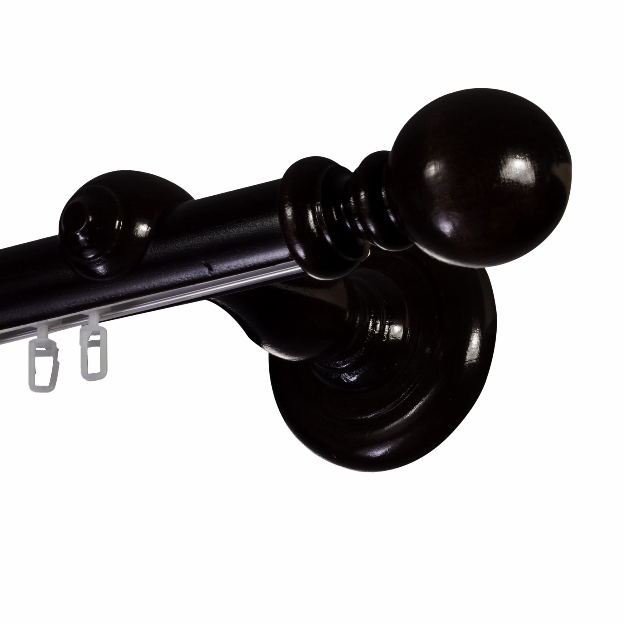 Globo Single 35 mm Wooden Curtain Rod with Aluminum Track