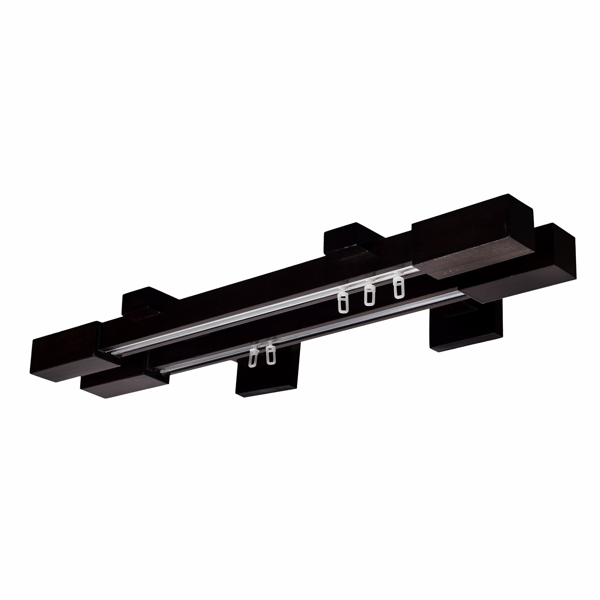 Praga Double Wooden Curtain Rod with Aluminum Track