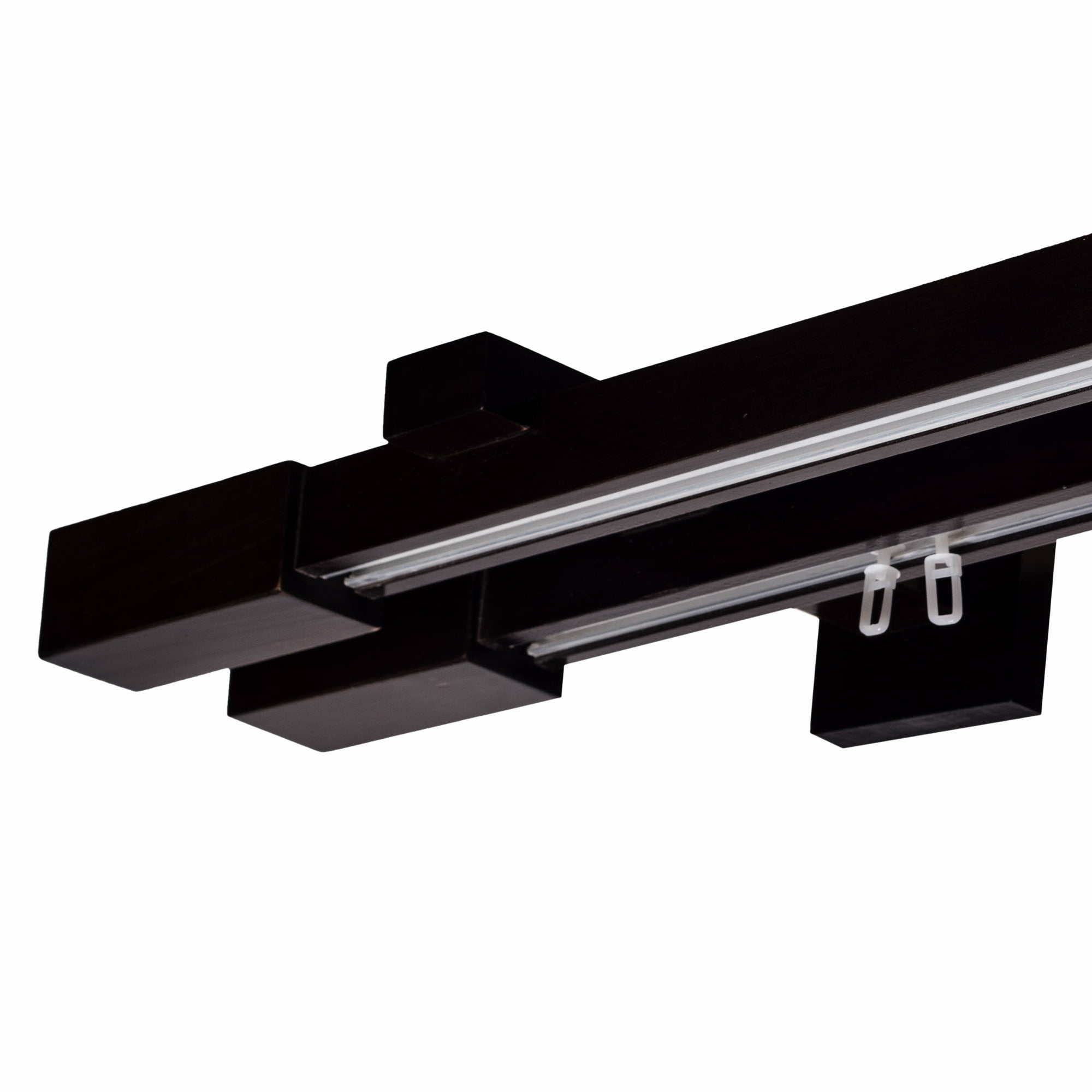 Praga Double Wooden Curtain Rod with Aluminum Track