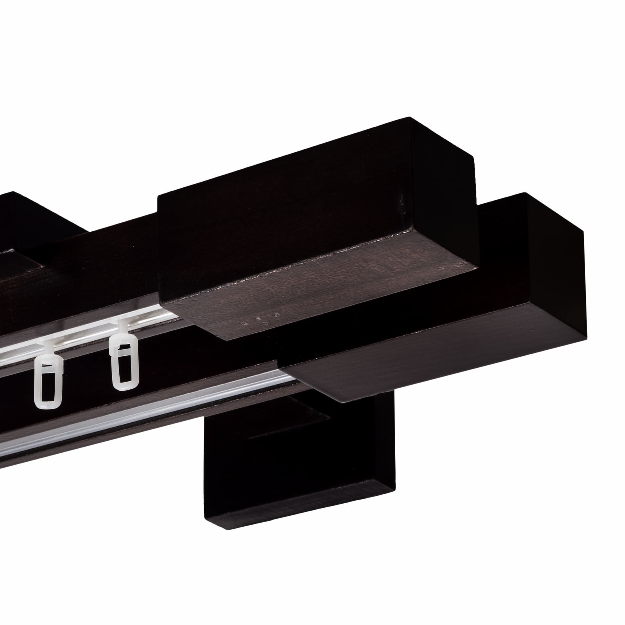 Praga Double Wooden Curtain Rod with Aluminum Track