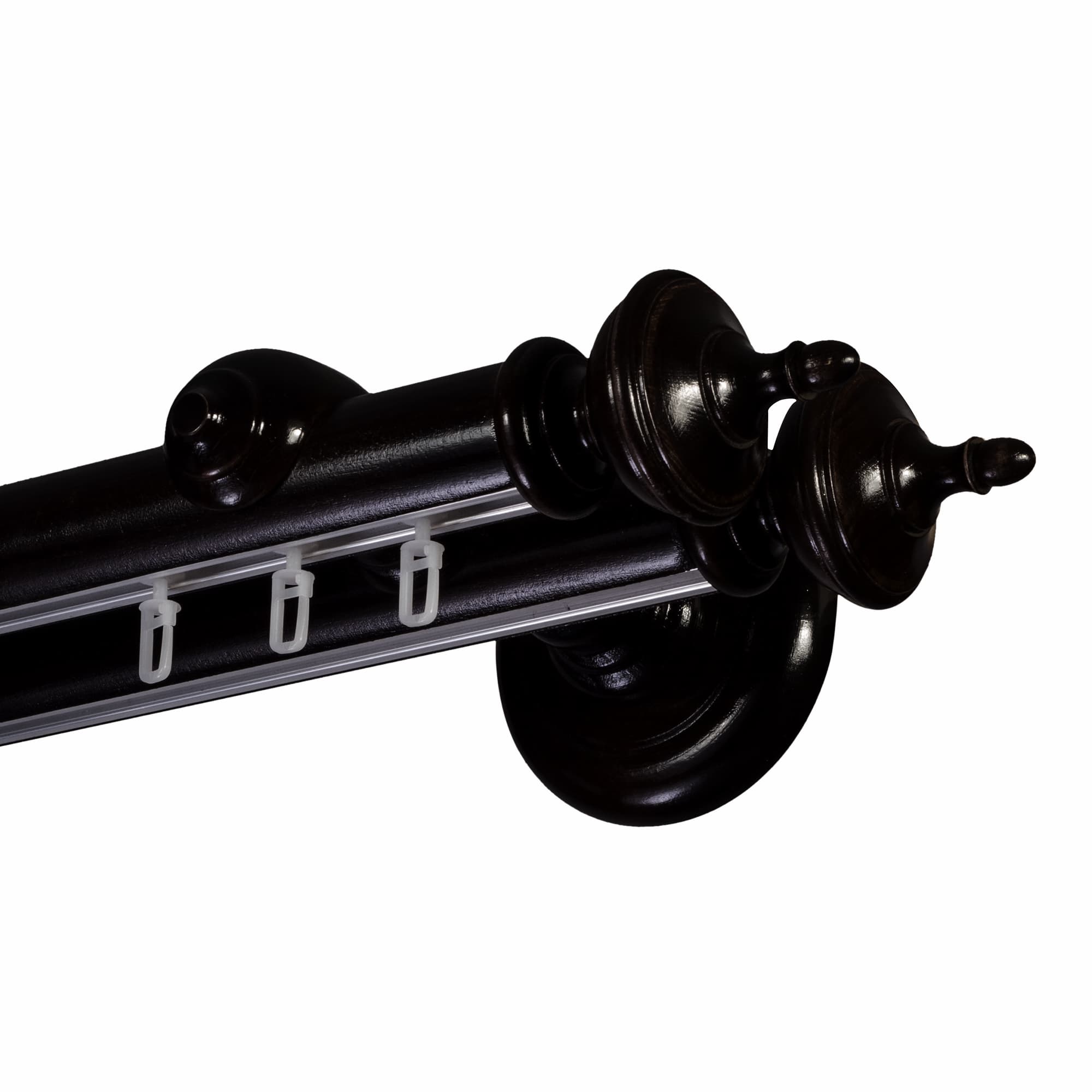 Saly Double 35 mm Wooden Curtain Rod with Aluminum Track