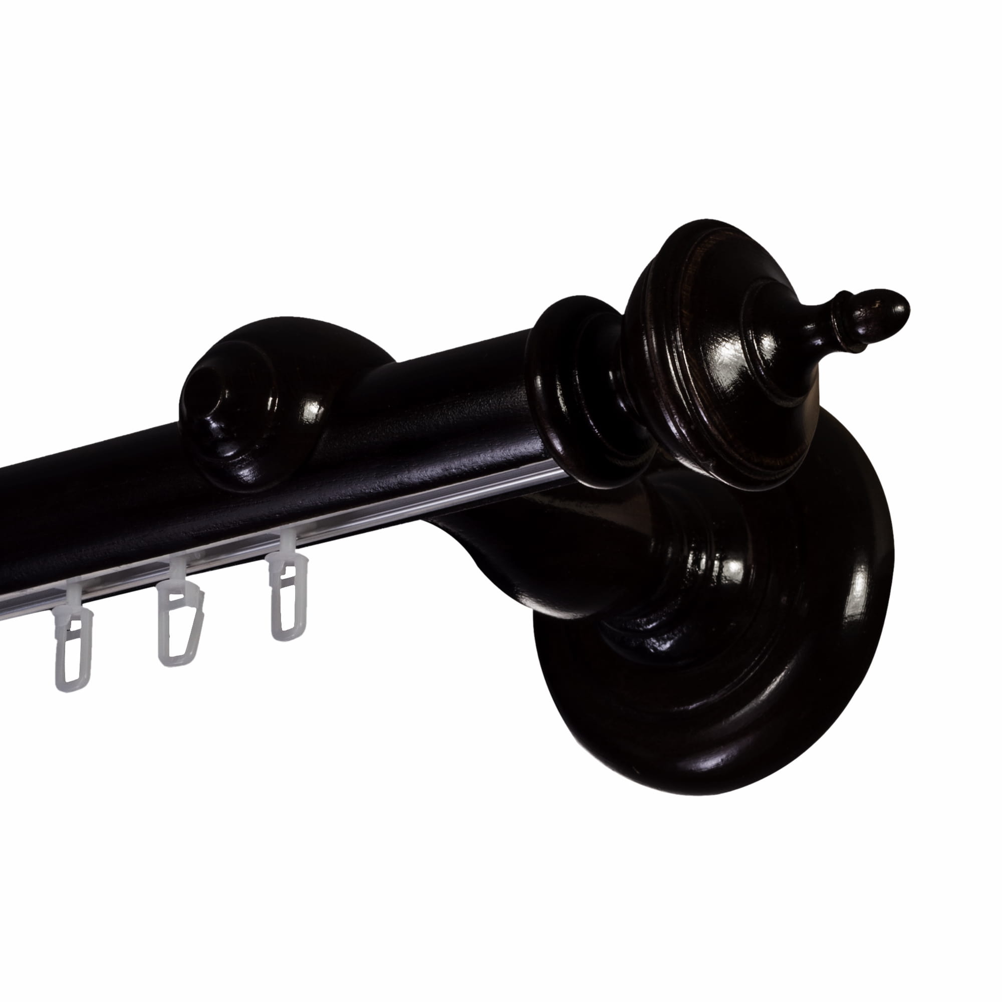 Saly Single 35 mm Wooden Curtain Rod with Aluminum Track