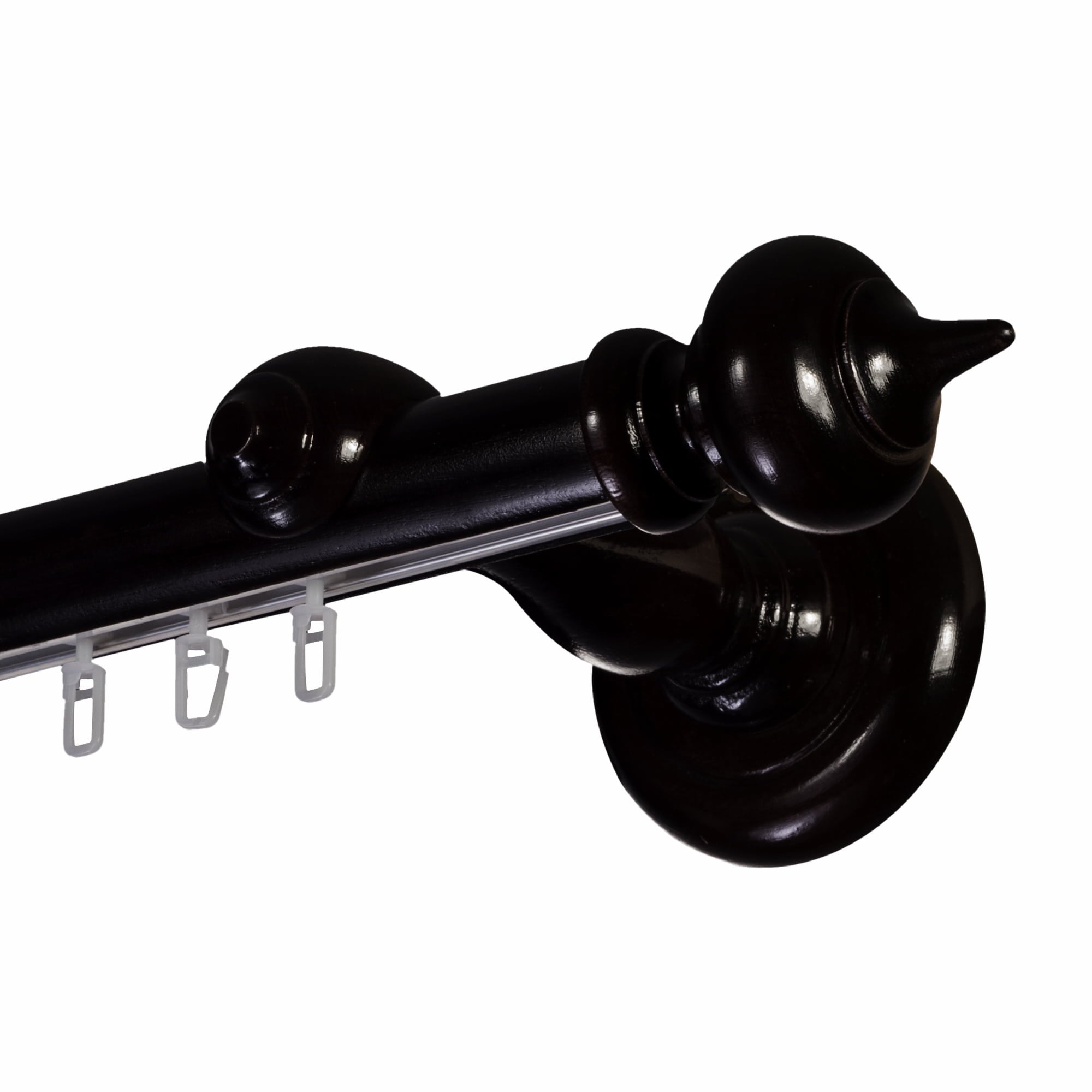 Stella Single 35 mm Wooden Curtain Rod with Aluminum Track