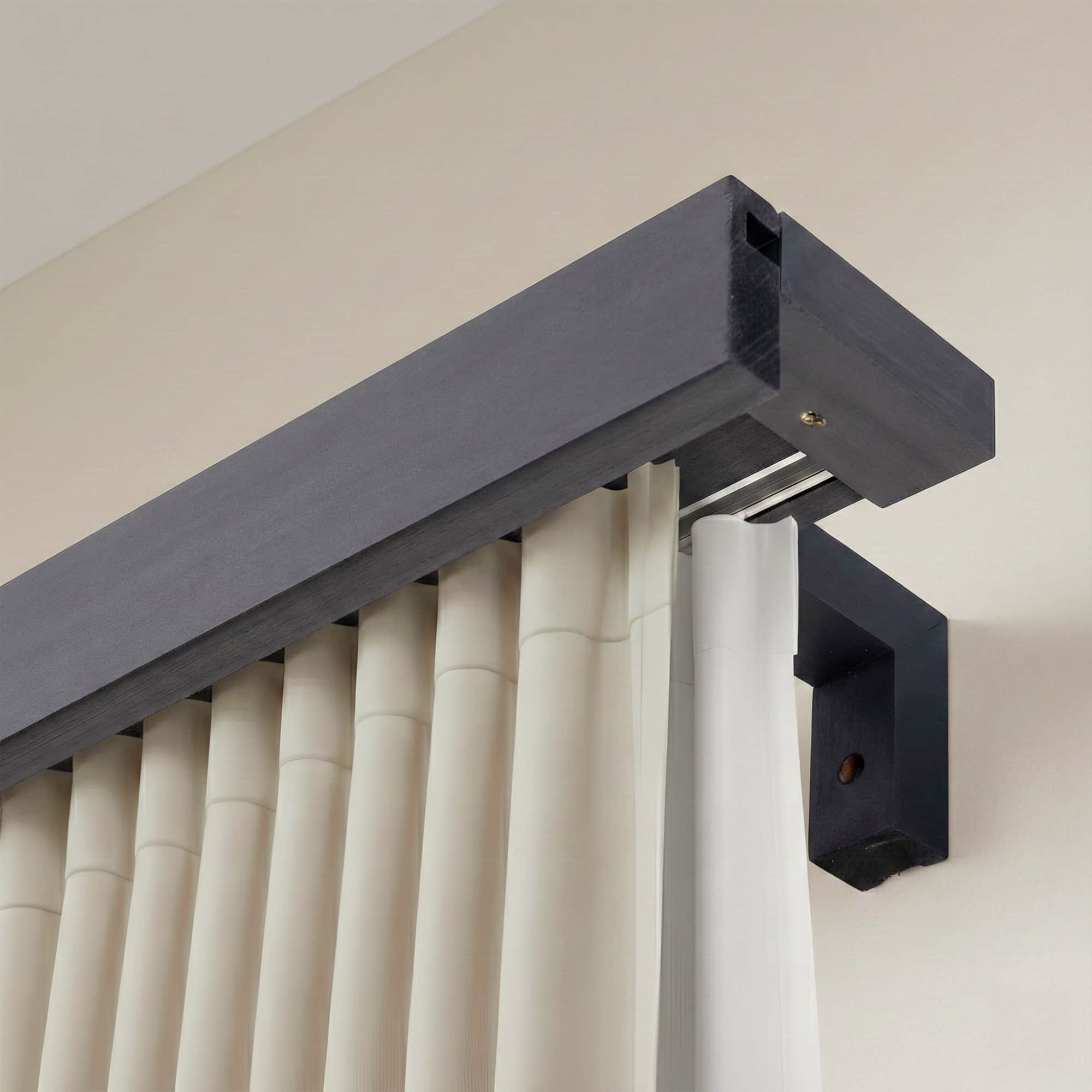 Travetto Double Curtain Track System with Wooden Decorative Valance