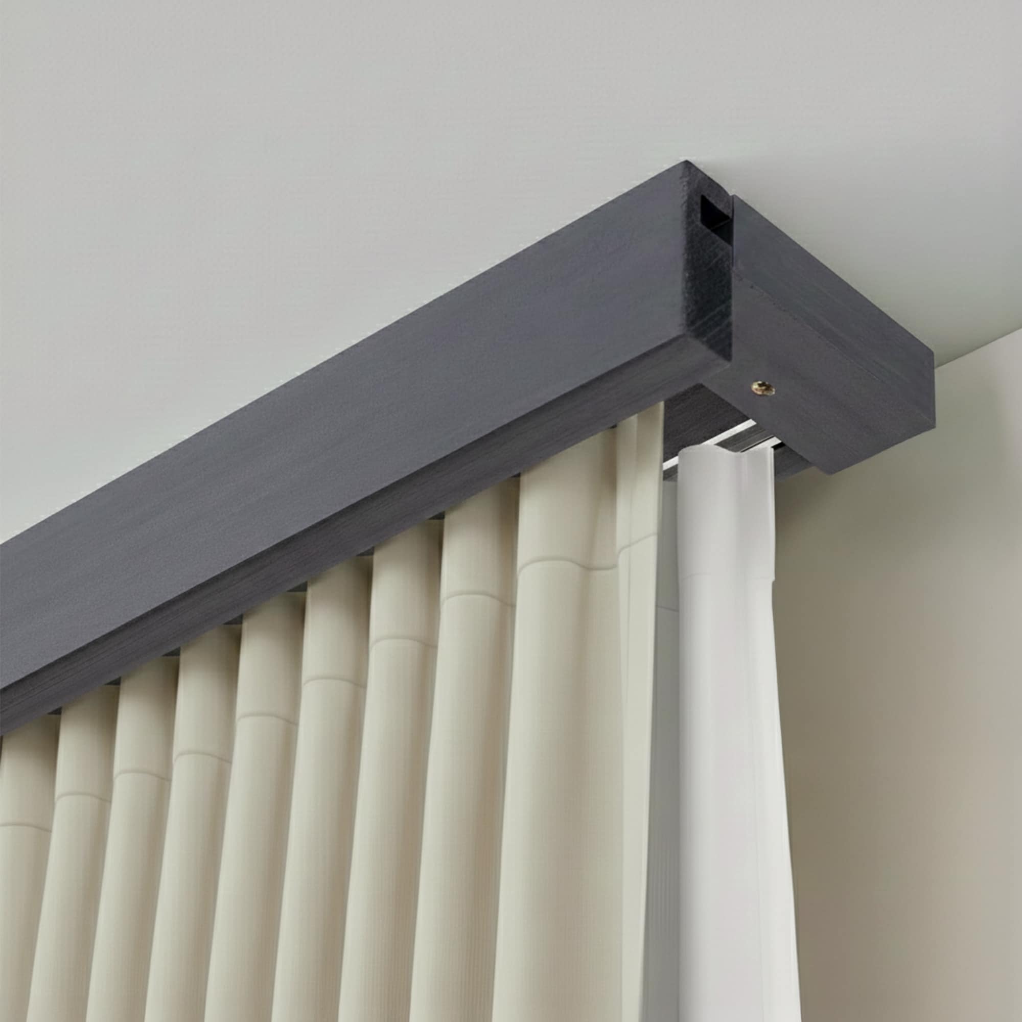 Travetto Double Curtain Track System with Wooden Decorative Valance