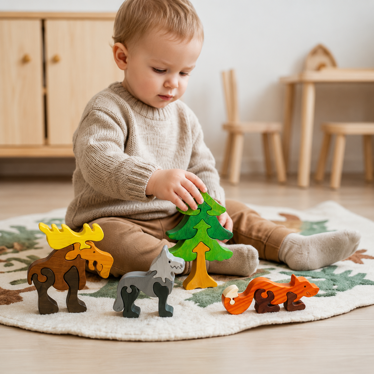 Forest Animals Wooden Puzzle Set