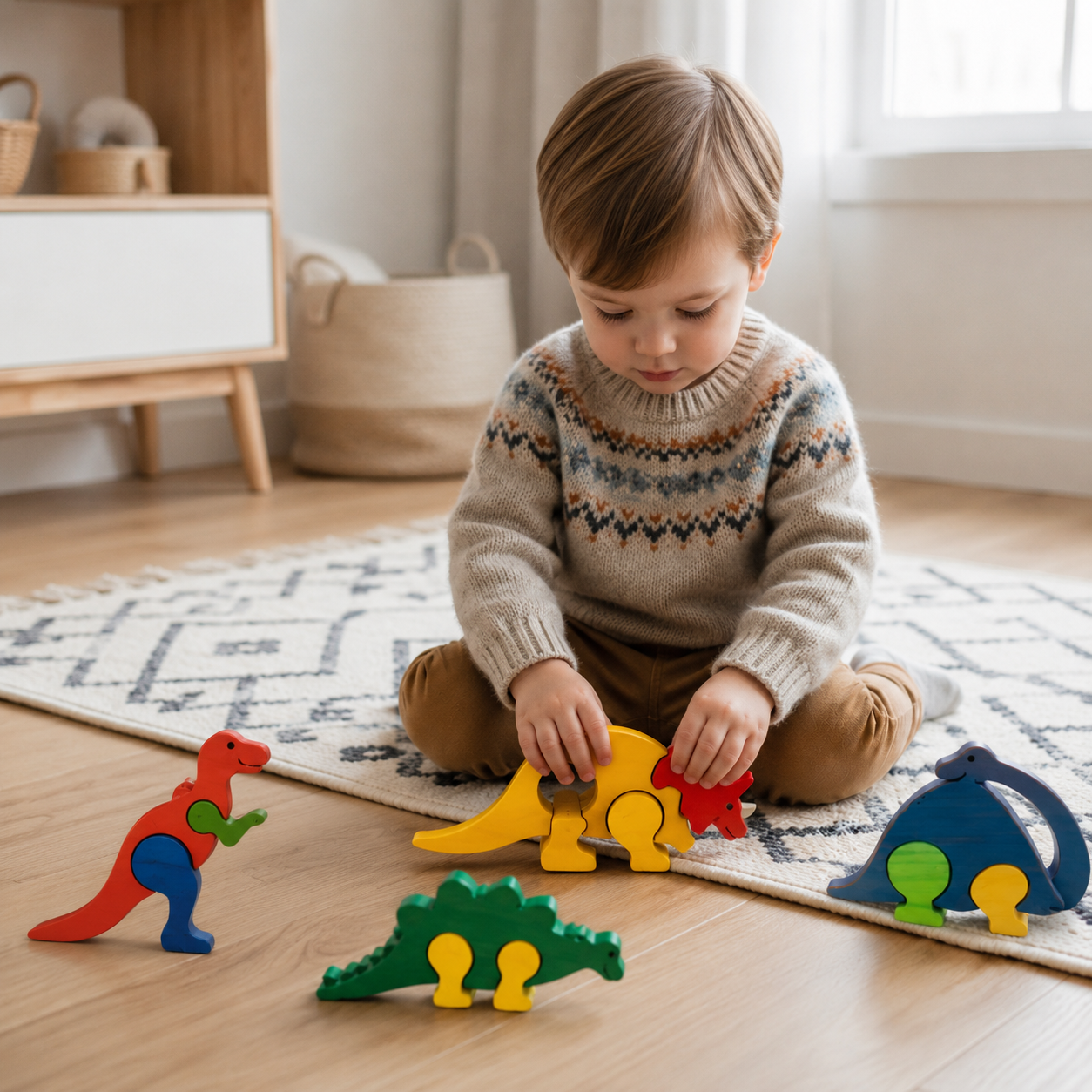Wooden Dinosaur Puzzle Set