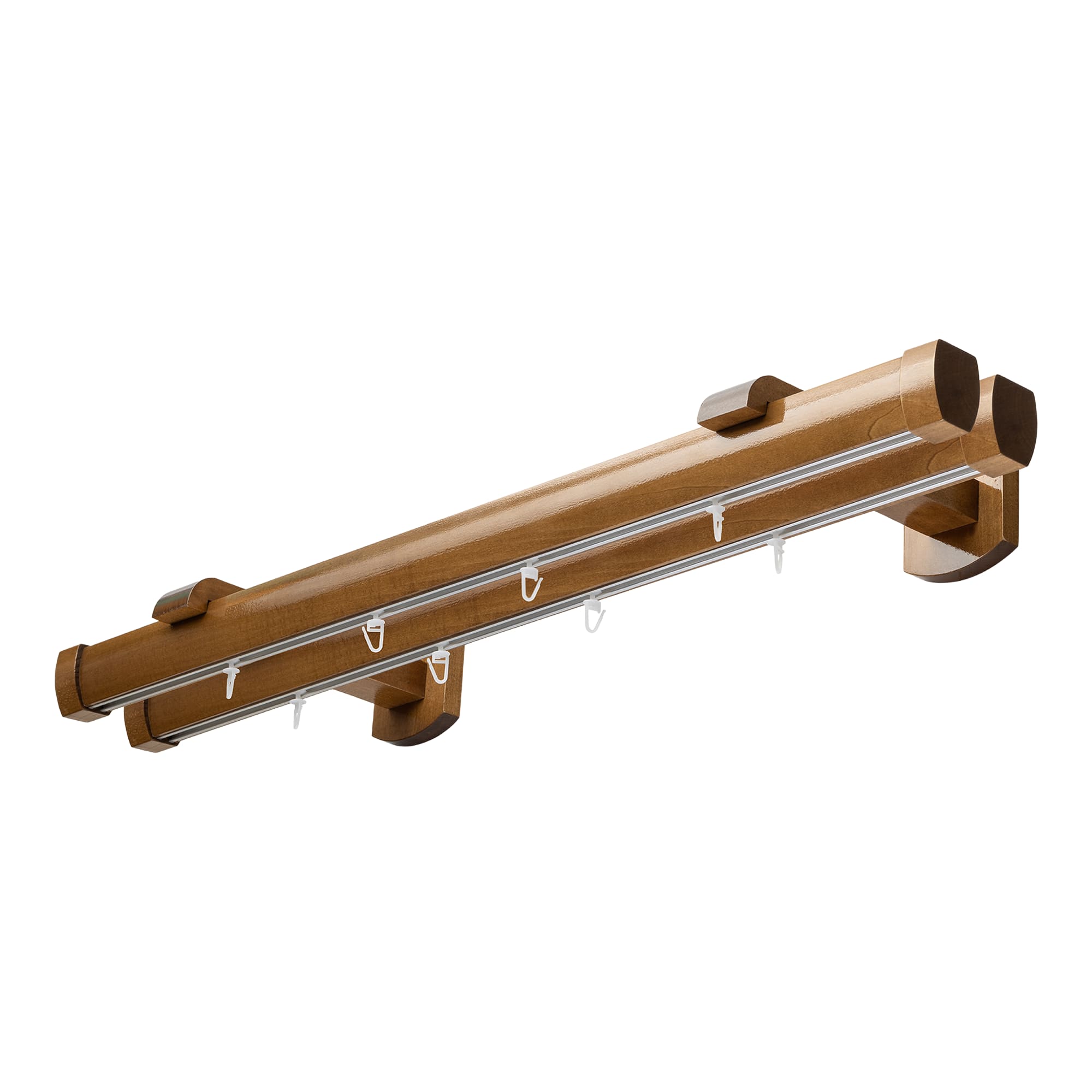 Domino Double Wooden Curtain Rod & Track System for Curtains and Drapes